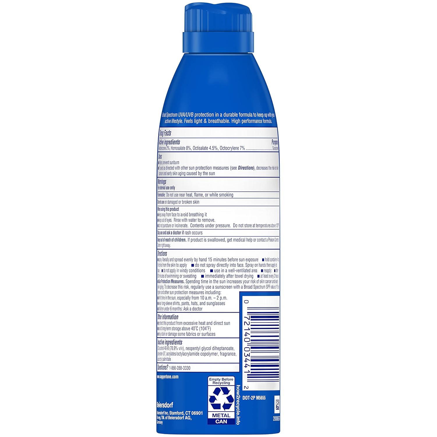 Coppertone Sport Continuous Sunscreen Spray SPF 30, Water Resistant, 5.5 Oz
