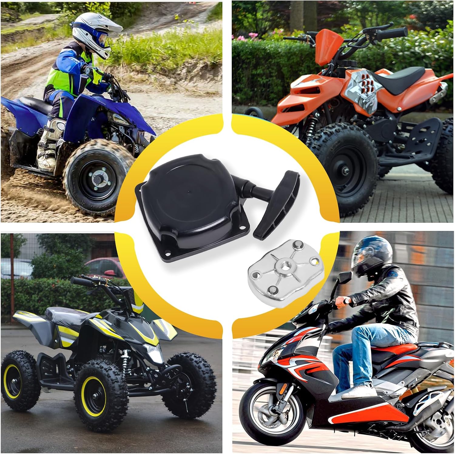 Podoy Recoil Pull Starter with Claw Pawl Cog for 33cc-50cc Small Engines | Compatible with 33cc 43cc 47cc 49cc 50cc Pocket Bike Dirt Bike Scooter
