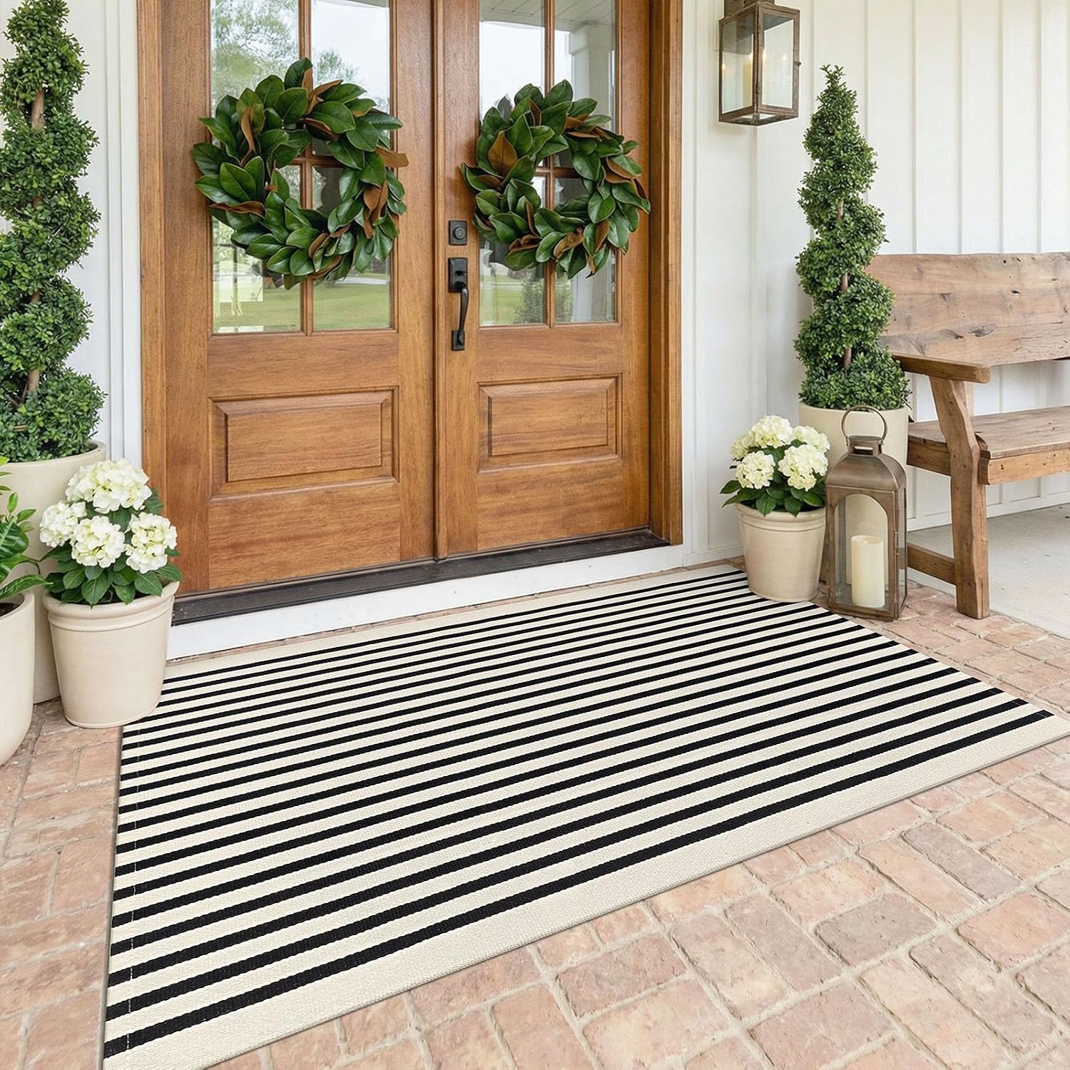 KOZYFLY Black and White Area Rug 3x5 Ft Washable