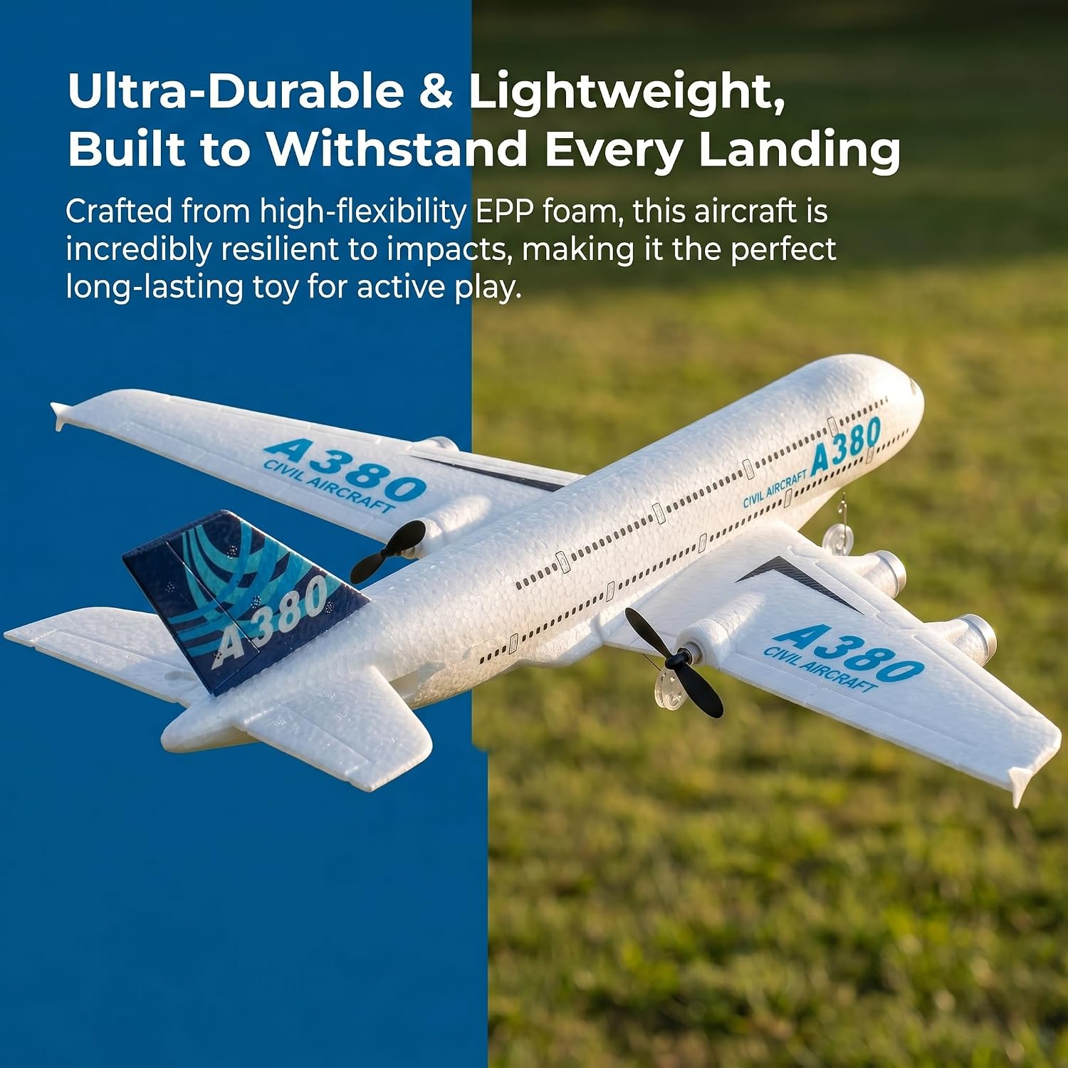RC Airplane Airbus A380, Easy to Fly RC Plane for Kids Beginner & Adults