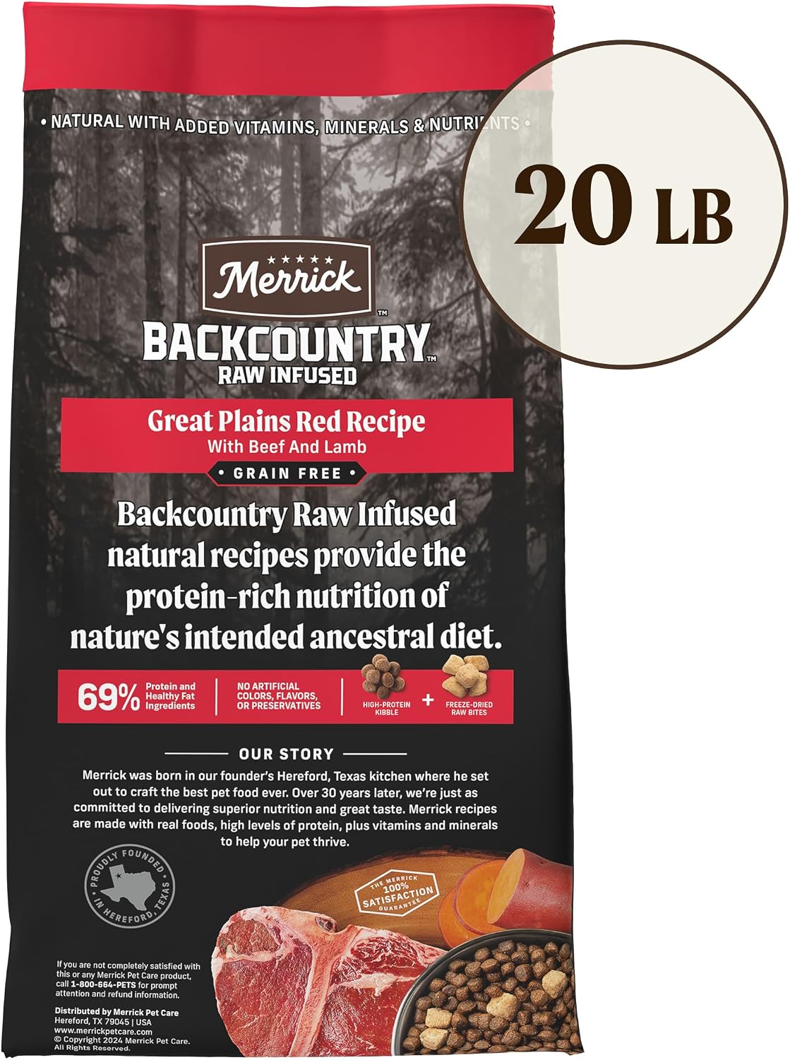Merrick Backcountry Dry Dog Food Great Plains Red Recipe 20 lb Bag