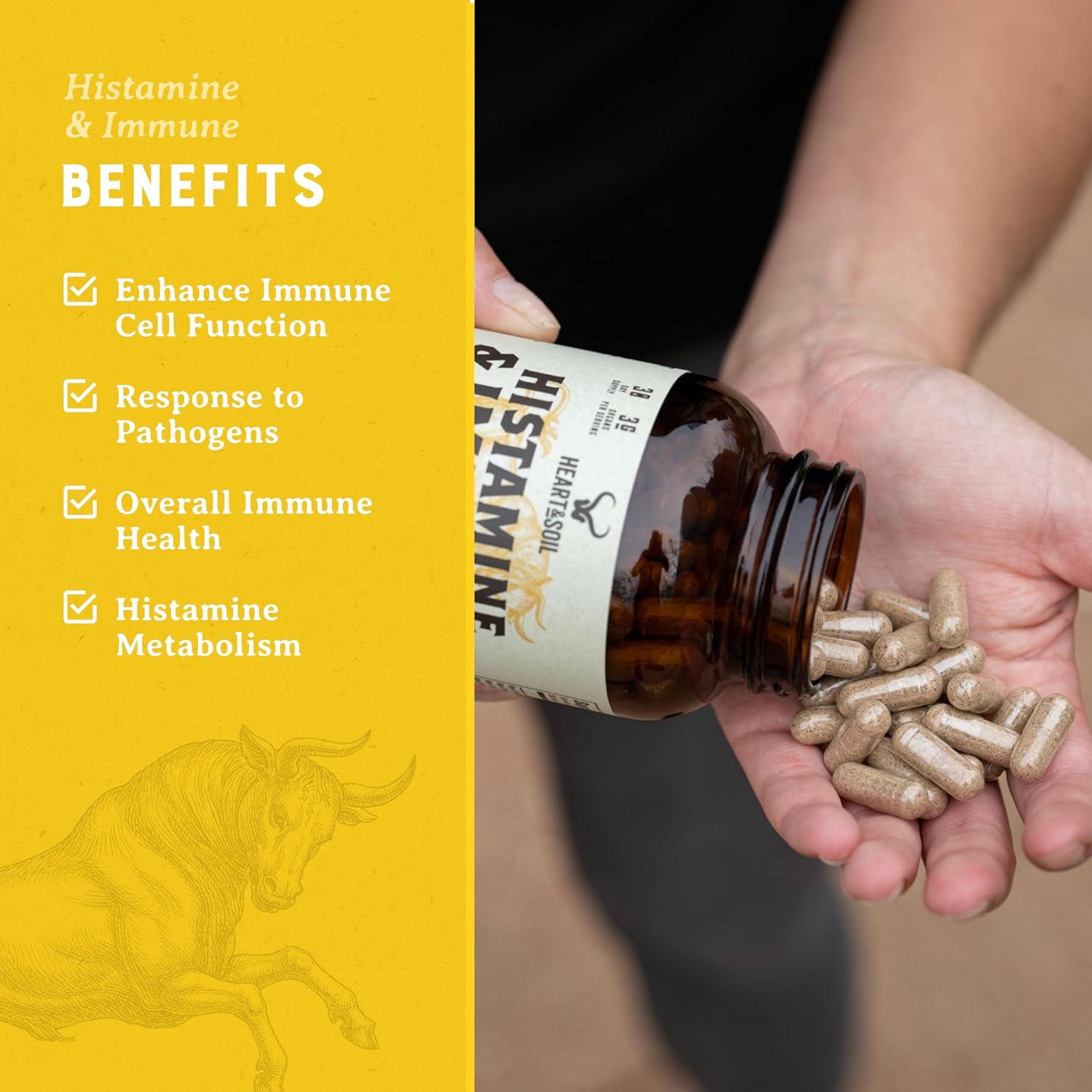 HEART & SOIL Histamine & Immune Support, 180 Capsules