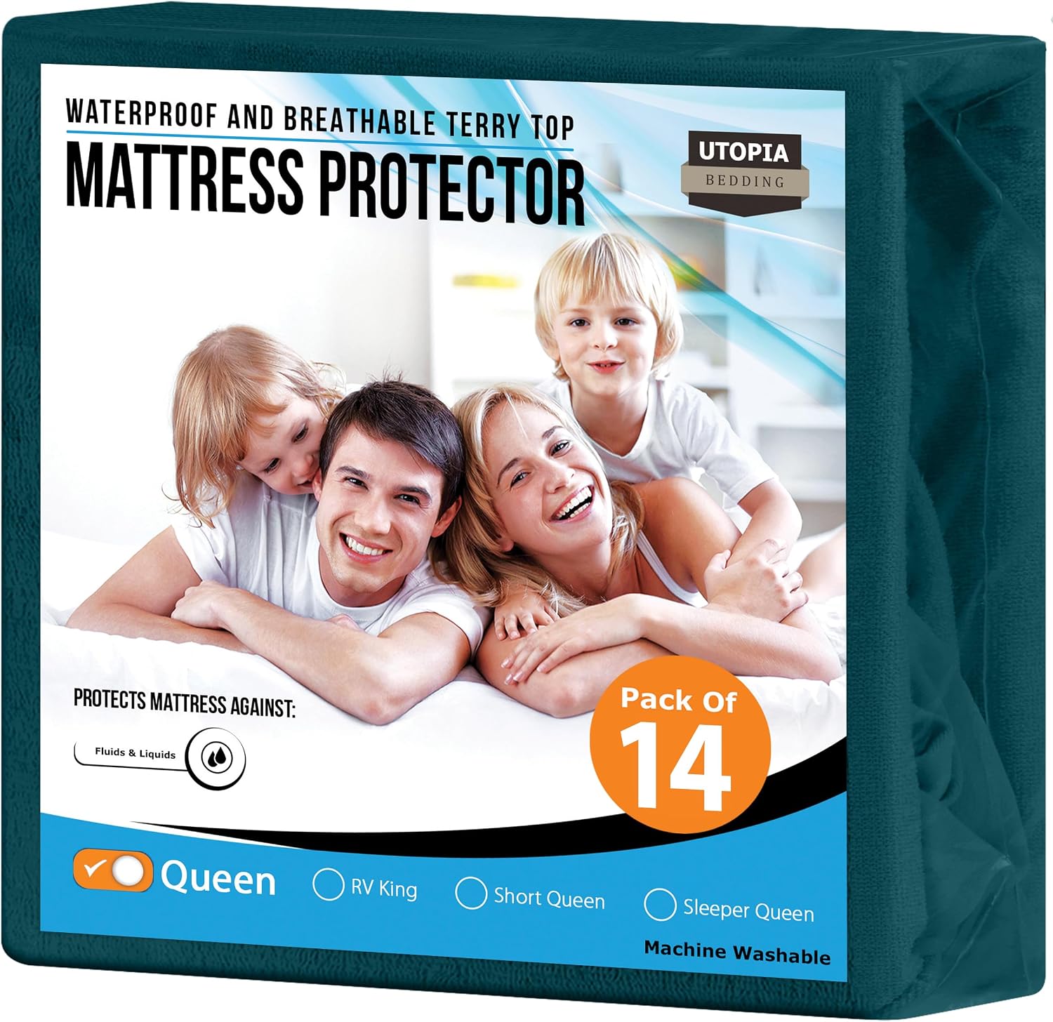 Waterproof Queen Size Mattress Protector fits Upto 17" deep Mattresses | Utopia Bedding 200 GSM Soft & Breathable Mattress Cover, Dirt-Proof, Noiseless, Machine Washable Fitted Sheet Style, White