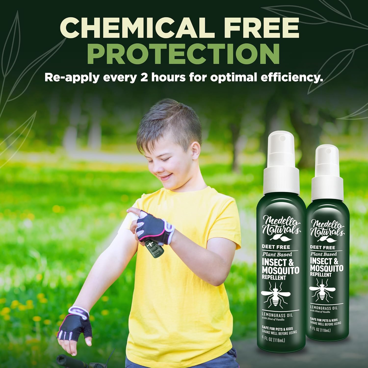 Deet-Free Insect & Mosquito Repellent – Nice Smelling, Pack of 2 (8 oz) | Insect Repellent with Lemongrass Oil Safe for Pets and Kids – Bug Spray for Mosquitoes, Gnats, Black Flies, and No-See-ums