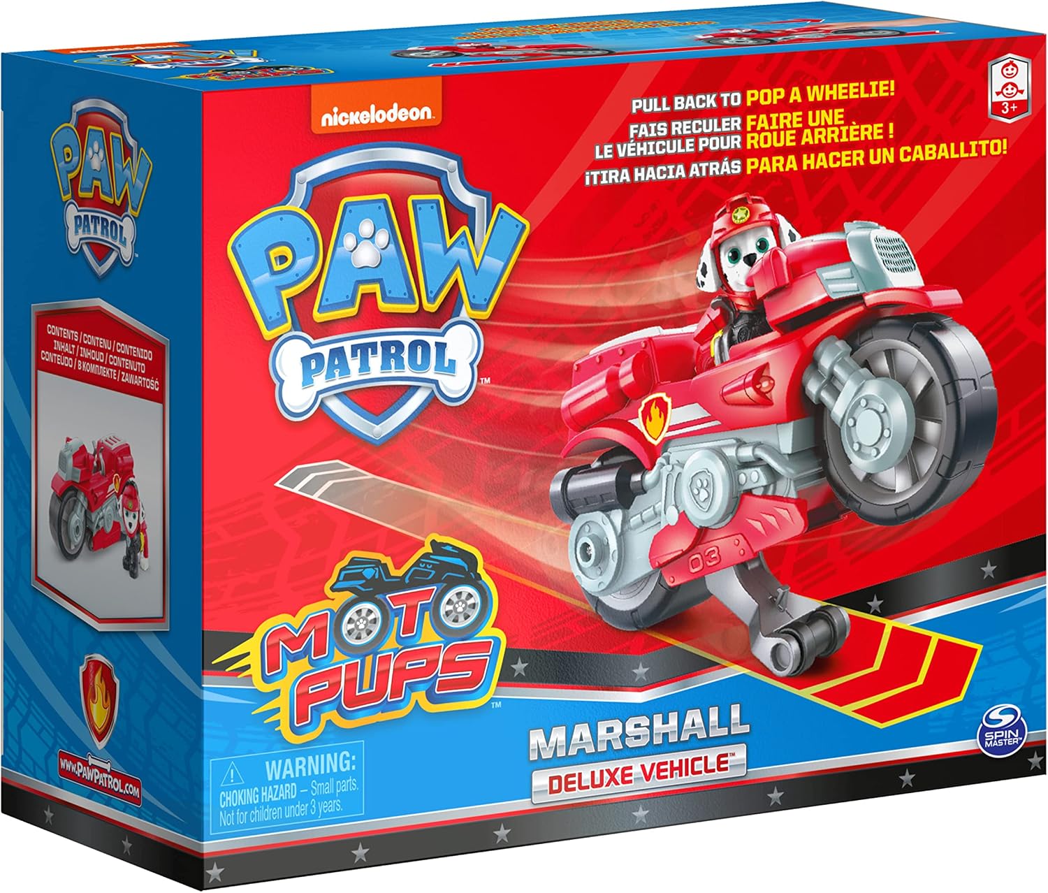 PAW Patrol, Moto Pups Wildcat’s Deluxe Pull Back Motorcycle Vehicle with Wheelie Feature and Toy Figure