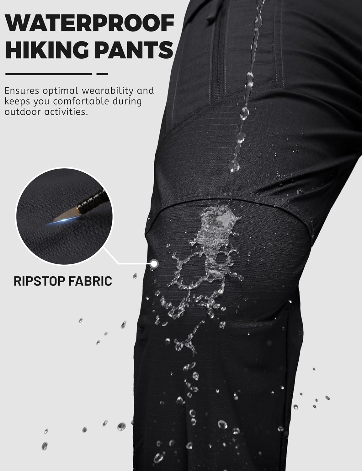 TACVASEN Men's Tactical Pants Waterproof Hiking Work Pants for Men Construction Stretch Cargo Trousers 9 Pockets