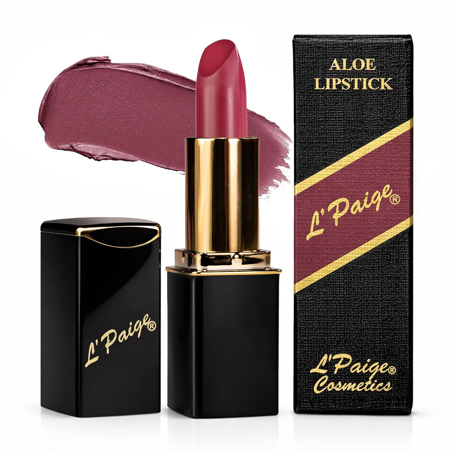 L’Paige Rosy Pearl Lipstick | Sheer Neutral Rose Lip Color | Aloe Vera Moisturizing Formula | Long-Lasting Hydrating Finish | Soft Silvery Pink Shade L56