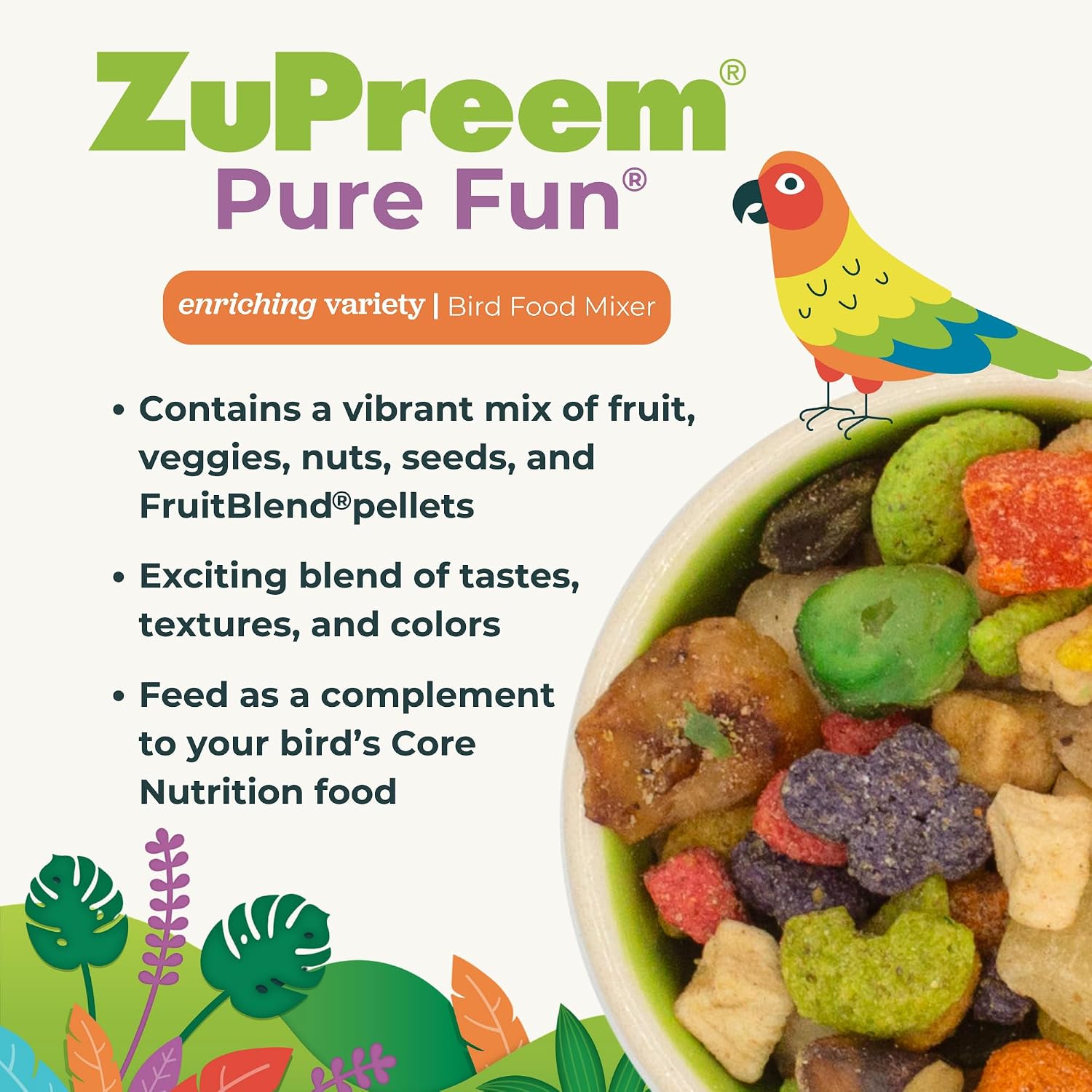 ZuPreem Sensible Seed Parakeet & Budgie Food, Variety Mixer, Small, 2 lb | Bird Food Mixer, Parrot & Parakeet Food, Budgie, Treats, Pellet Mix, Pumpkin Seeds, Safflower, Variety, Made in USA