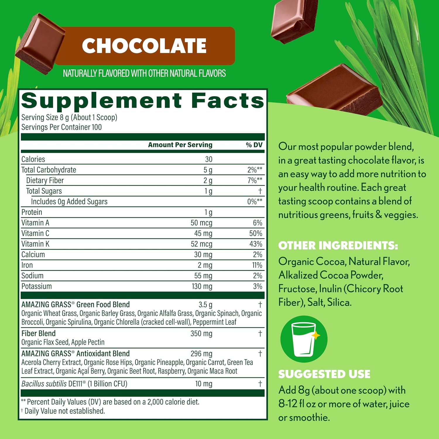 Amazing Grass Super Greens Powder Original, 60 Servings, 16.9 oz | Organic Greens Superfood Powder with Spirulina, Beet Root, Probiotics & Digestive Enzymes to Support Digestion