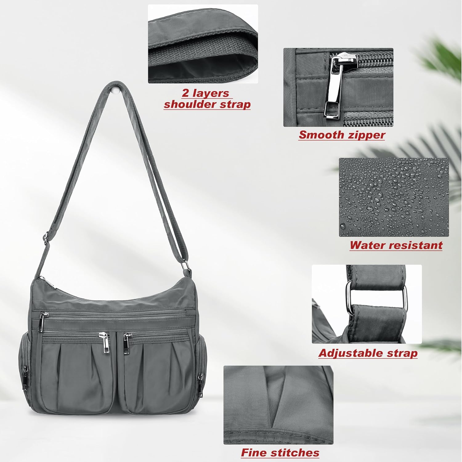 VOLGANIK ROCK Crossbody Purses for Women Shoulder Handbags Lightweight Waterproof Nylon Travel Bag Ladies Pocketbooks
