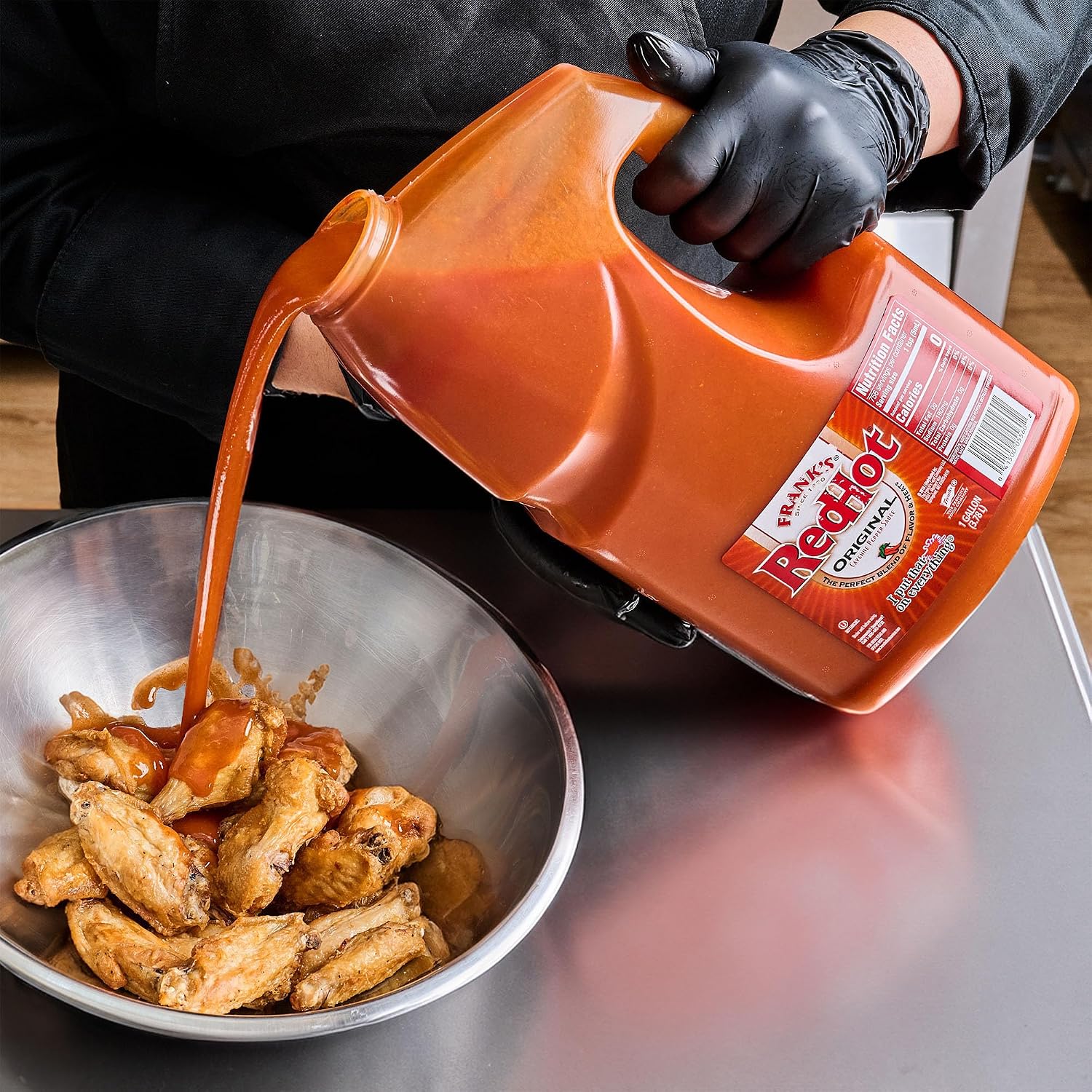 Franks RedHot Original Cayenne Pepper Hot Sauce, 1 gal - One Gallon Bulk Container of Cayenne Pepper Hot Sauce to Add Flavorful Heat to Entrees, Sides