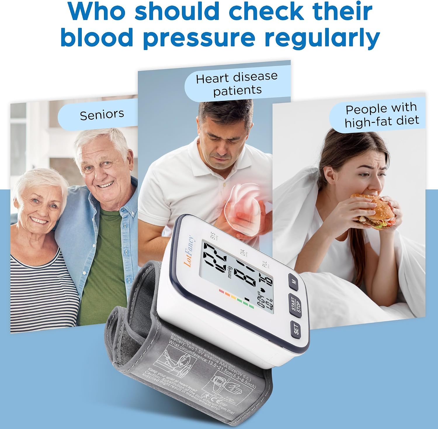 LotFancy Wrist Blood Pressure Monitor for Home Use