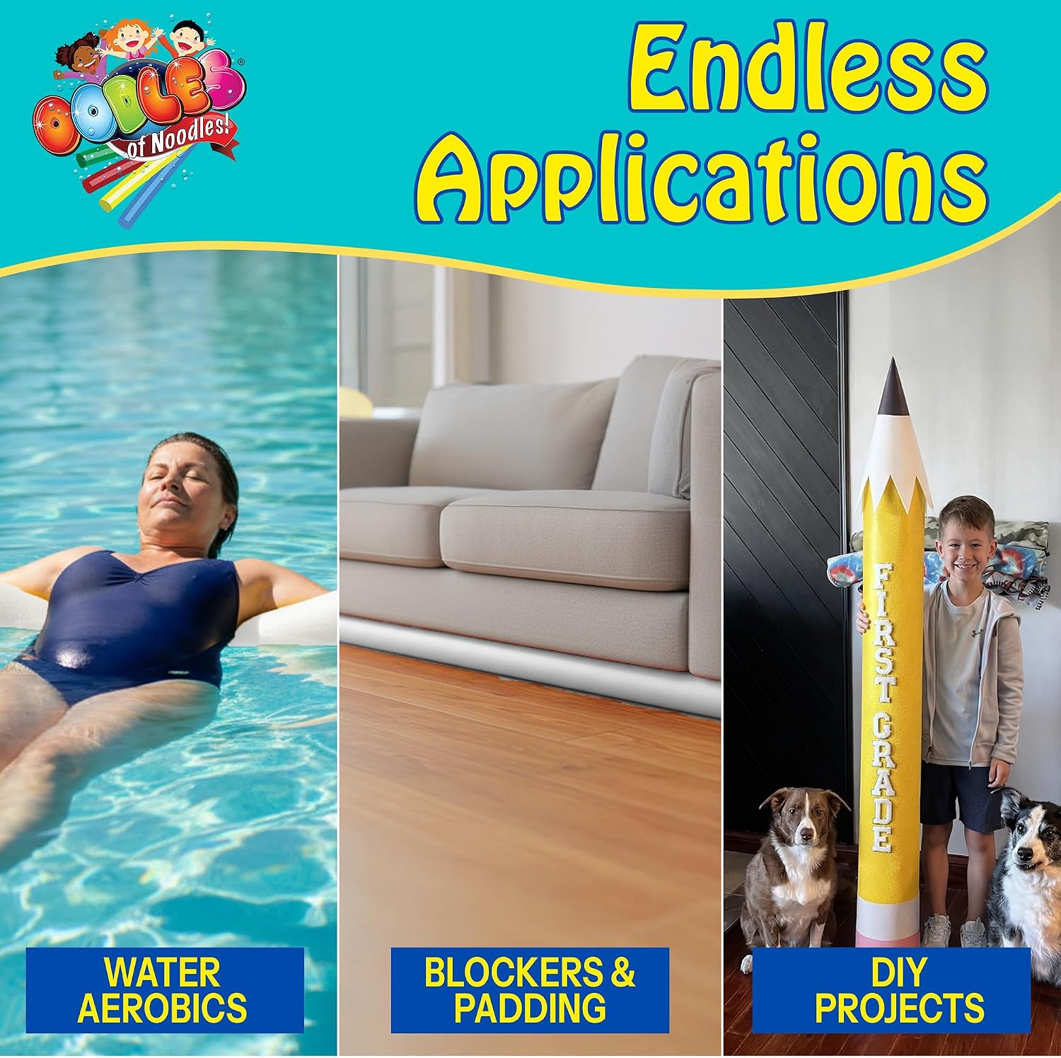 Oodles of Noodles MEGA Jumbo Pool Noodle, 6ft x 5in, White | Biggest pool noodle ever, multi-purpose, approx 6ft x 5in size.