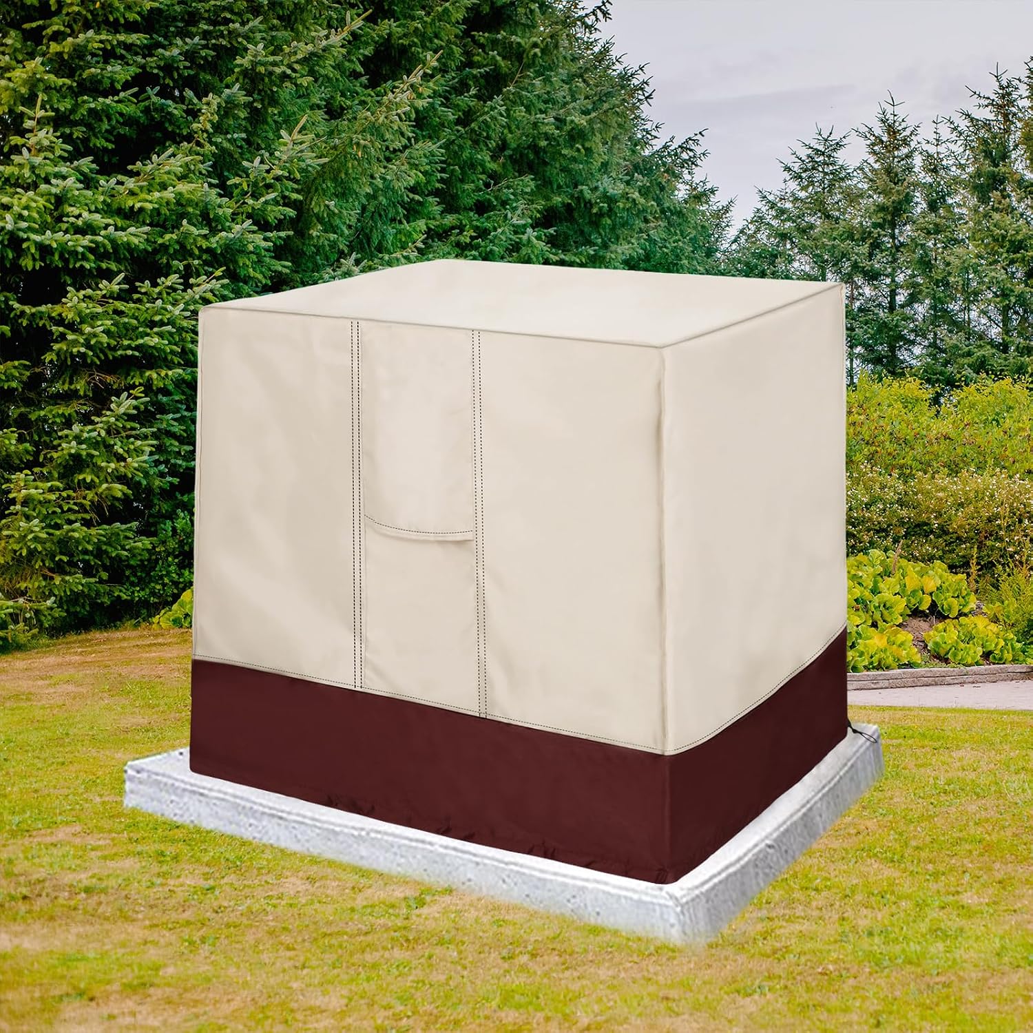 Air Conditioner Cover for Outside Units-Sturdy AC Cover, Water-Resistant, sturdy, with Mesh Vents and Elastic Hem Cord