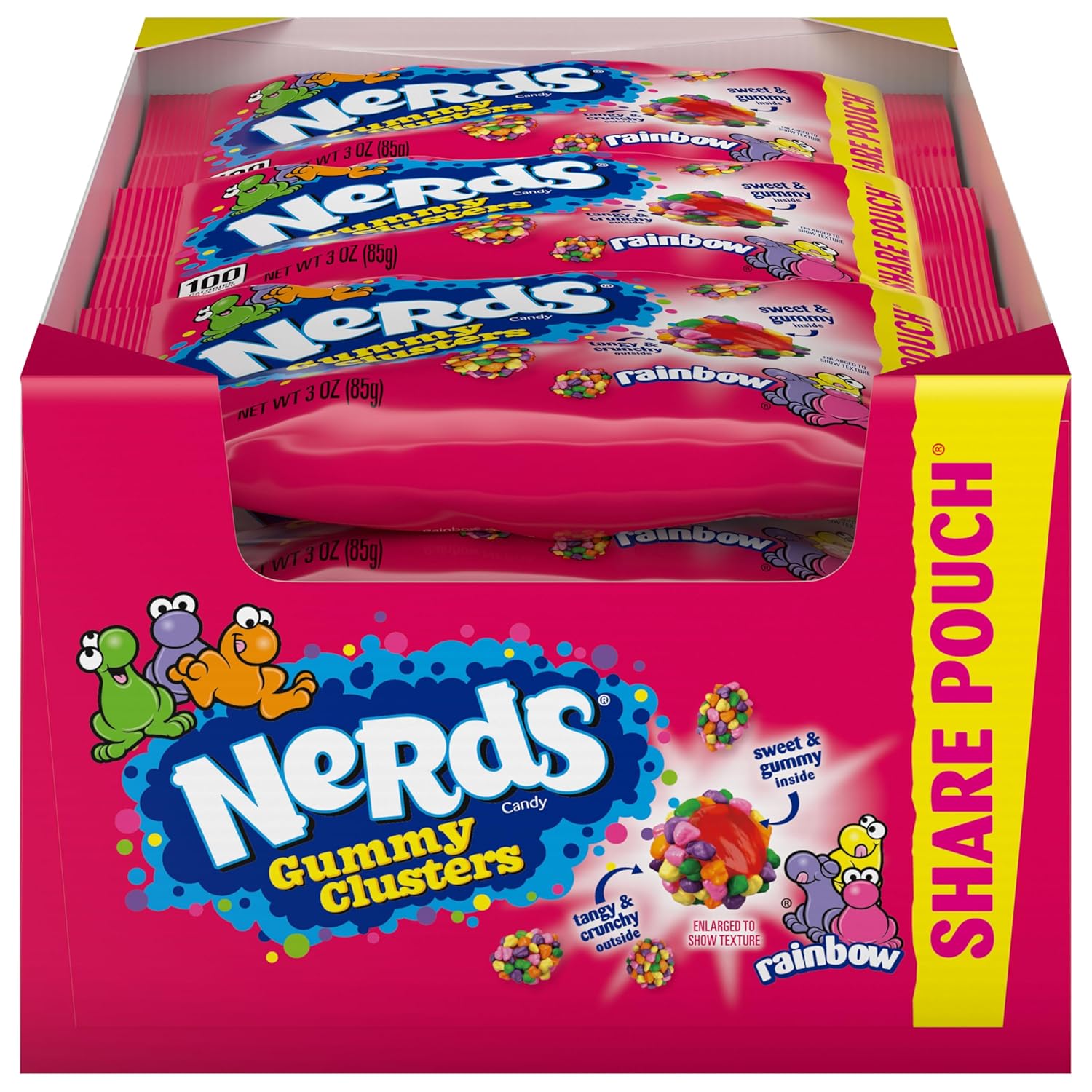 Nerds, Gummy Clusters Candy, Rainbow, Crunchy and Gummy, 8 Ounce