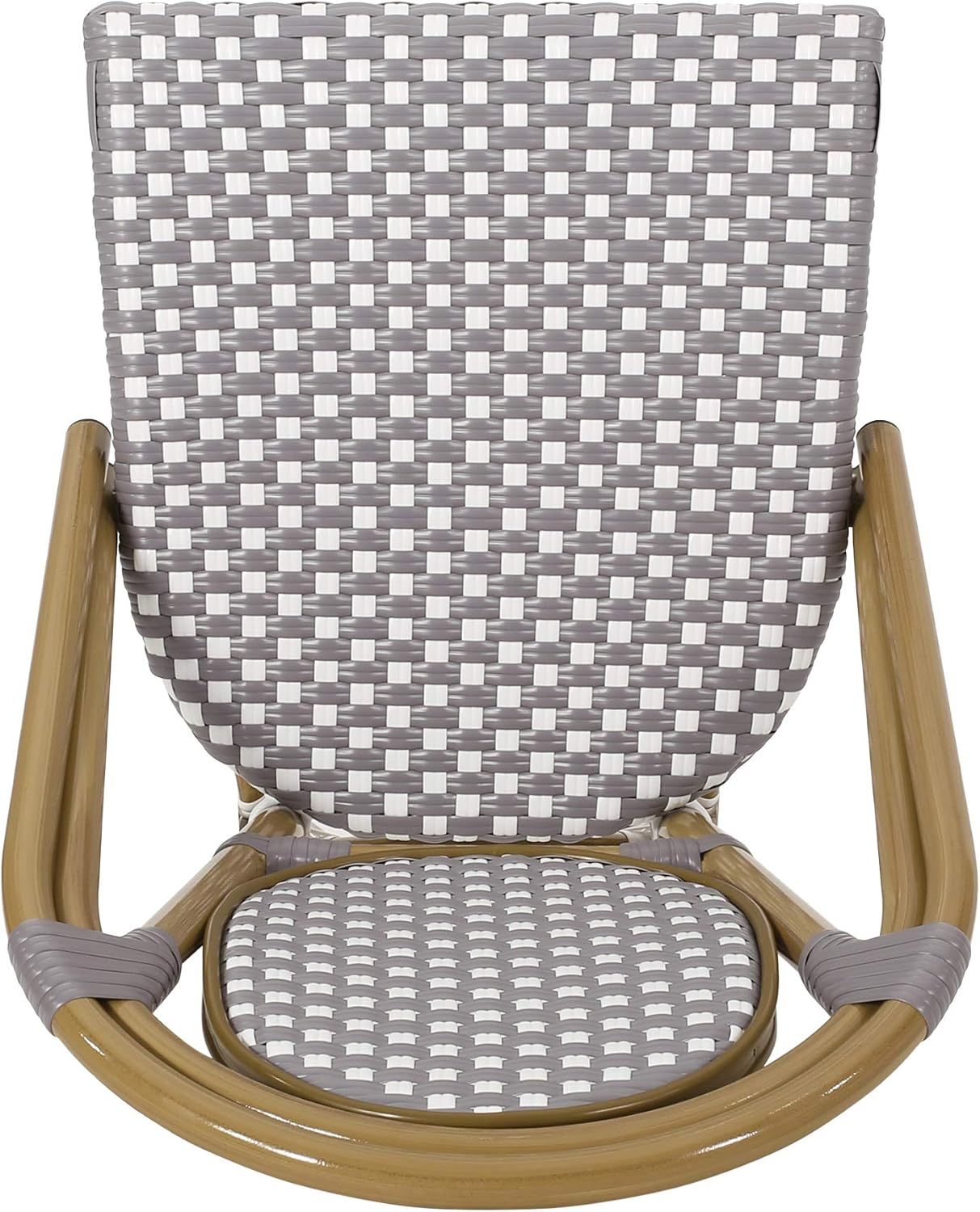 Christopher Knight Home Gwendolyn Outdoor French Bistro Chairs (Set of 4), Black + White + Bamboo Print Finish