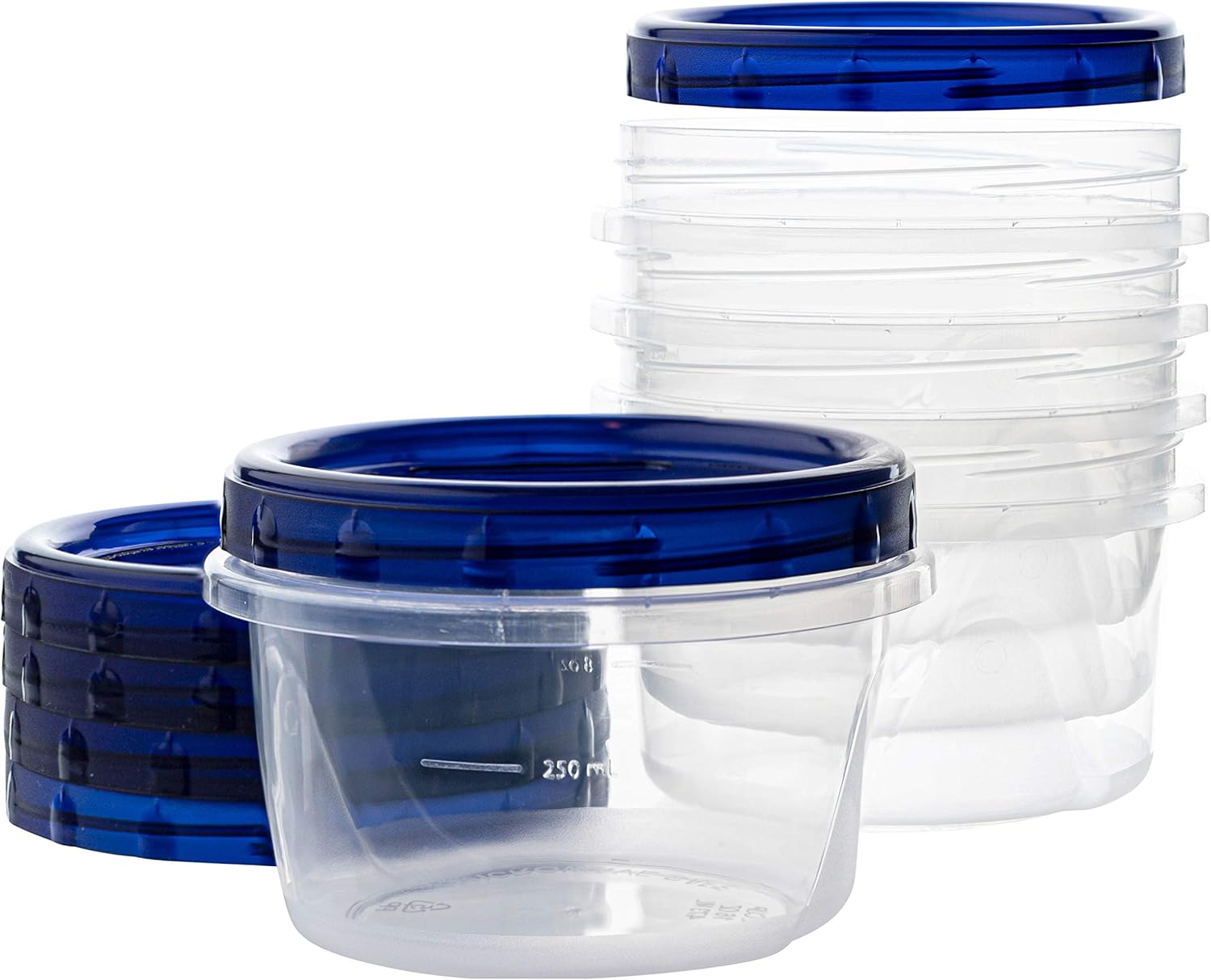 PLASTICPRO Twist Top Deli Containers Clear bottom With blue [32 oz 3 Pack]