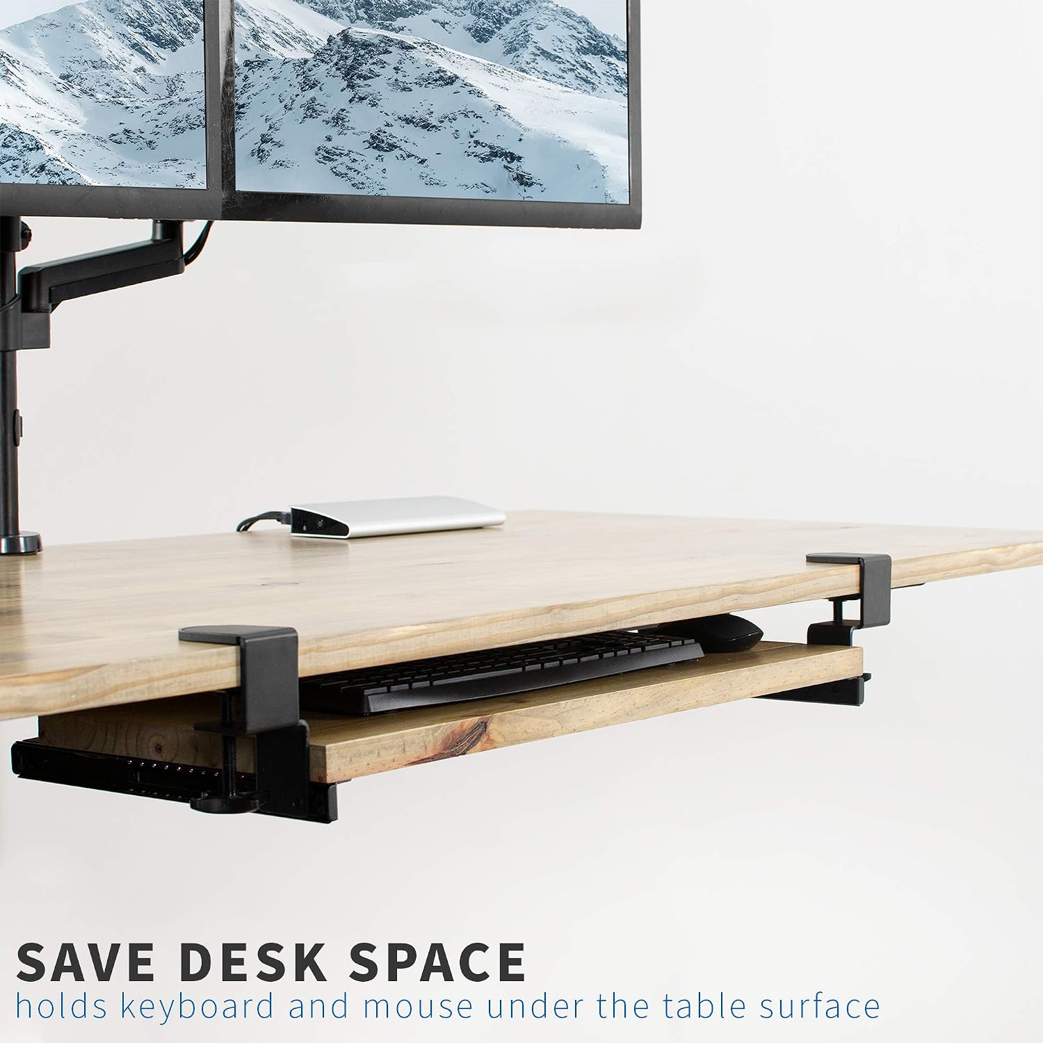 VIVO Clamp and 12 inch Rail Set for DIY Custom Wooden Keyboard Trays (Rail Set Only - Tray Not Included)