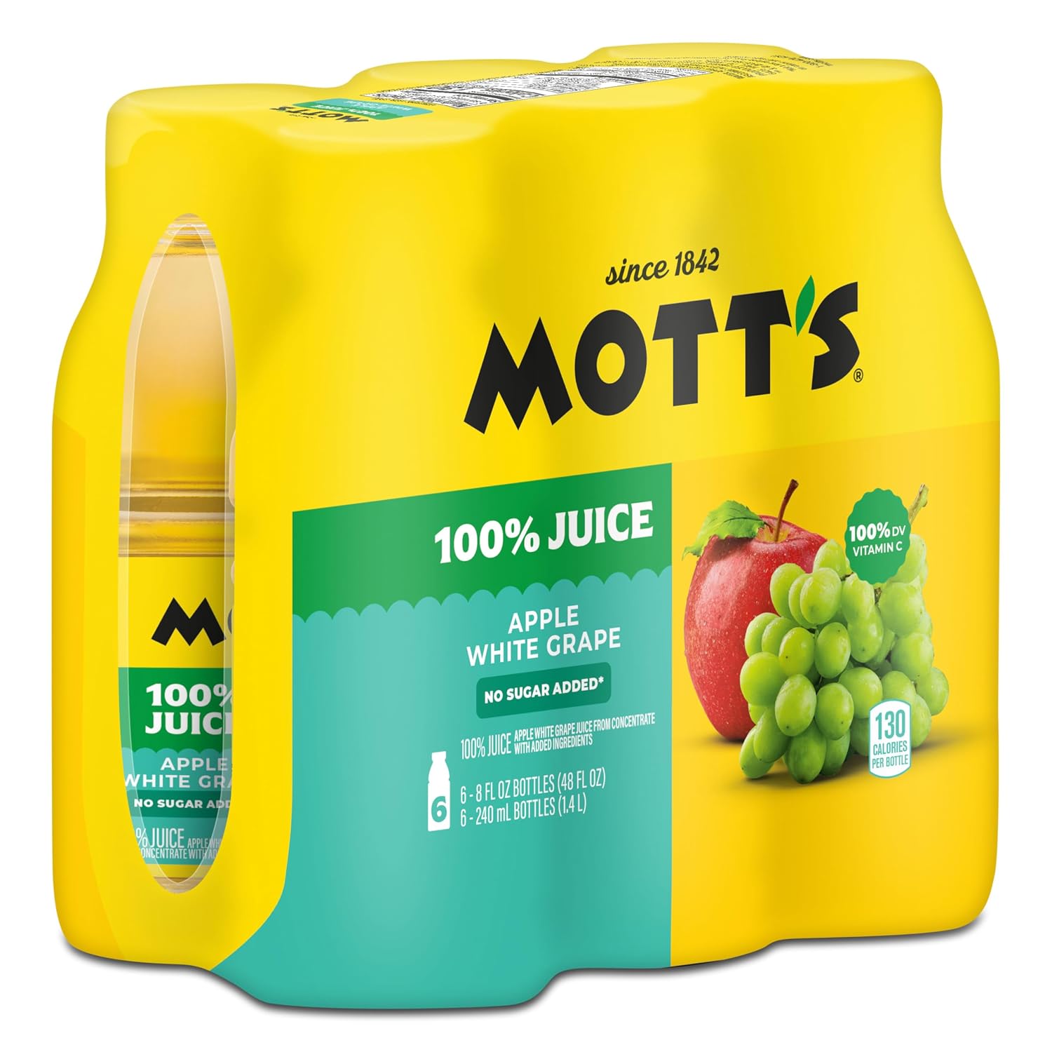 Mott's 100% Original Apple Juice, 64 Fl Oz Bottle (Pack Of 8), 2 Servings Of Fruit Per Cup, 100% Fruit Juice, Gluten-free, Caffeine-free, Kosher, And Contains No Artificial Colors Or Sweeteners