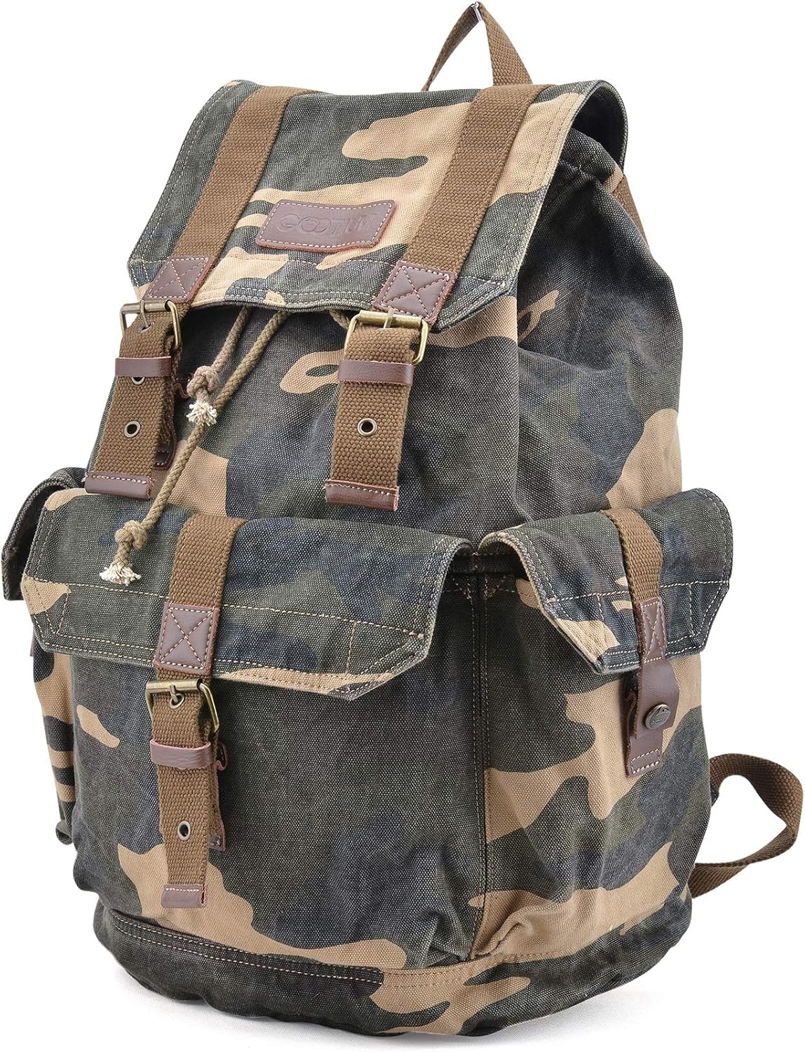 GOOTIUM 21101AMG Specially High Density Thick Canvas Backpack Rucksack, Field Tan, Large