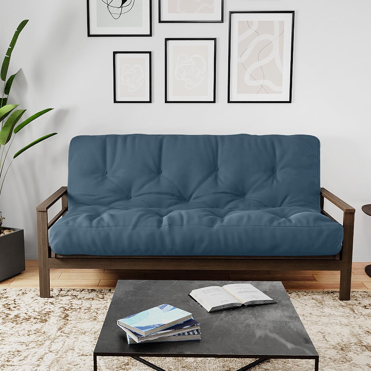 Royal Sleep Products by The Futon Factory 12 inch Foam Futon Mattress - Solid Black Fabric - Full Size - CertiPUR Certified Foams - Made in USA - (Frame not Included)