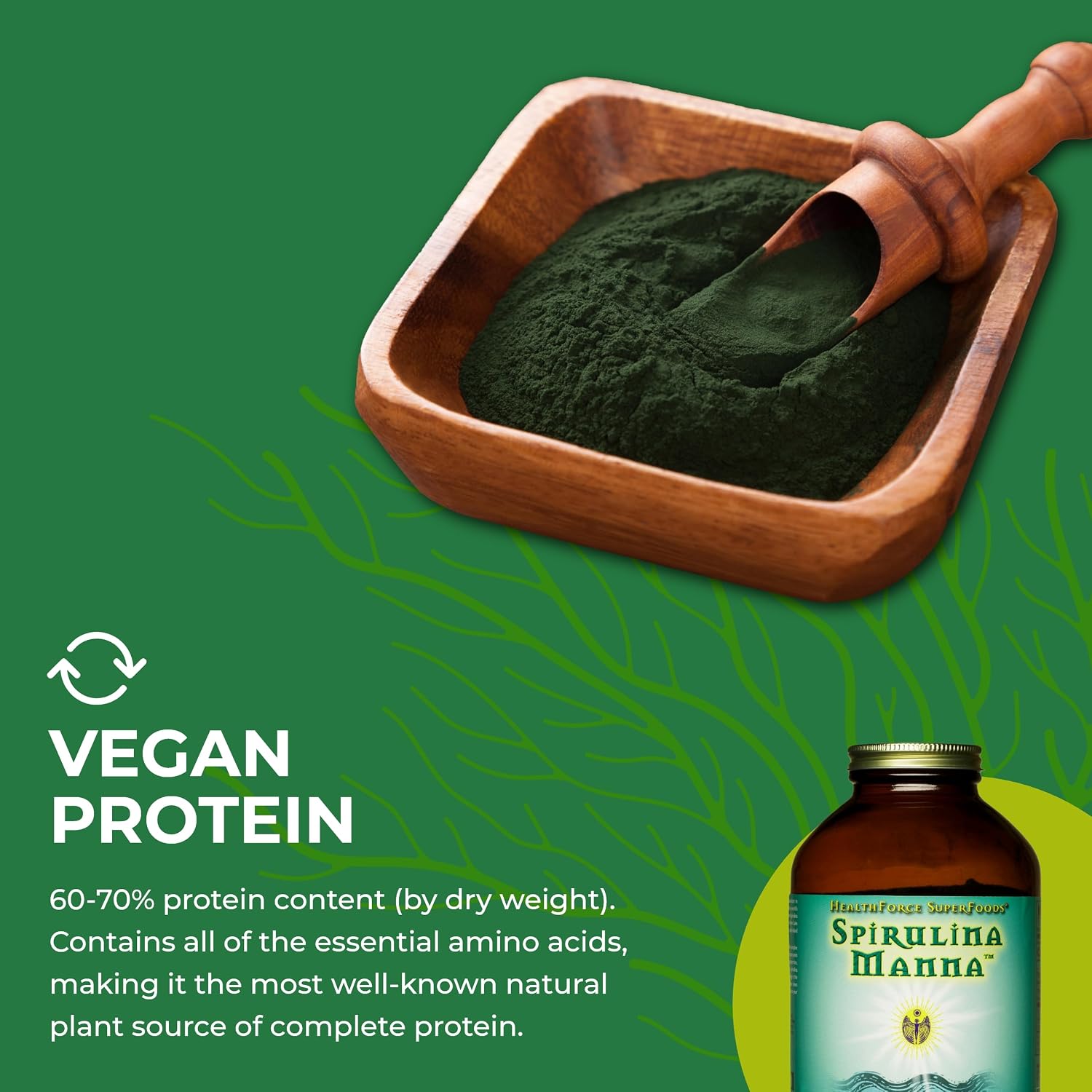 HealthForce SuperFoods Spirulina Manna, All-Natural Nutrient-Rich Superfood, Vitamins, Minerals, Amino Acids, Organic, Vegan, Gluten-Free, Non-GMO