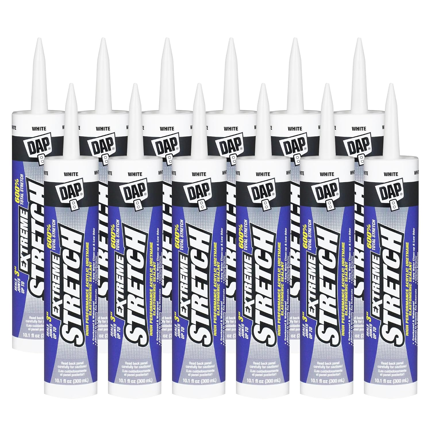 DAP Extreme Stretch Acrylic Urethane Premium Elastomeric Sealant, White, 10.1 Oz (7079818715)
