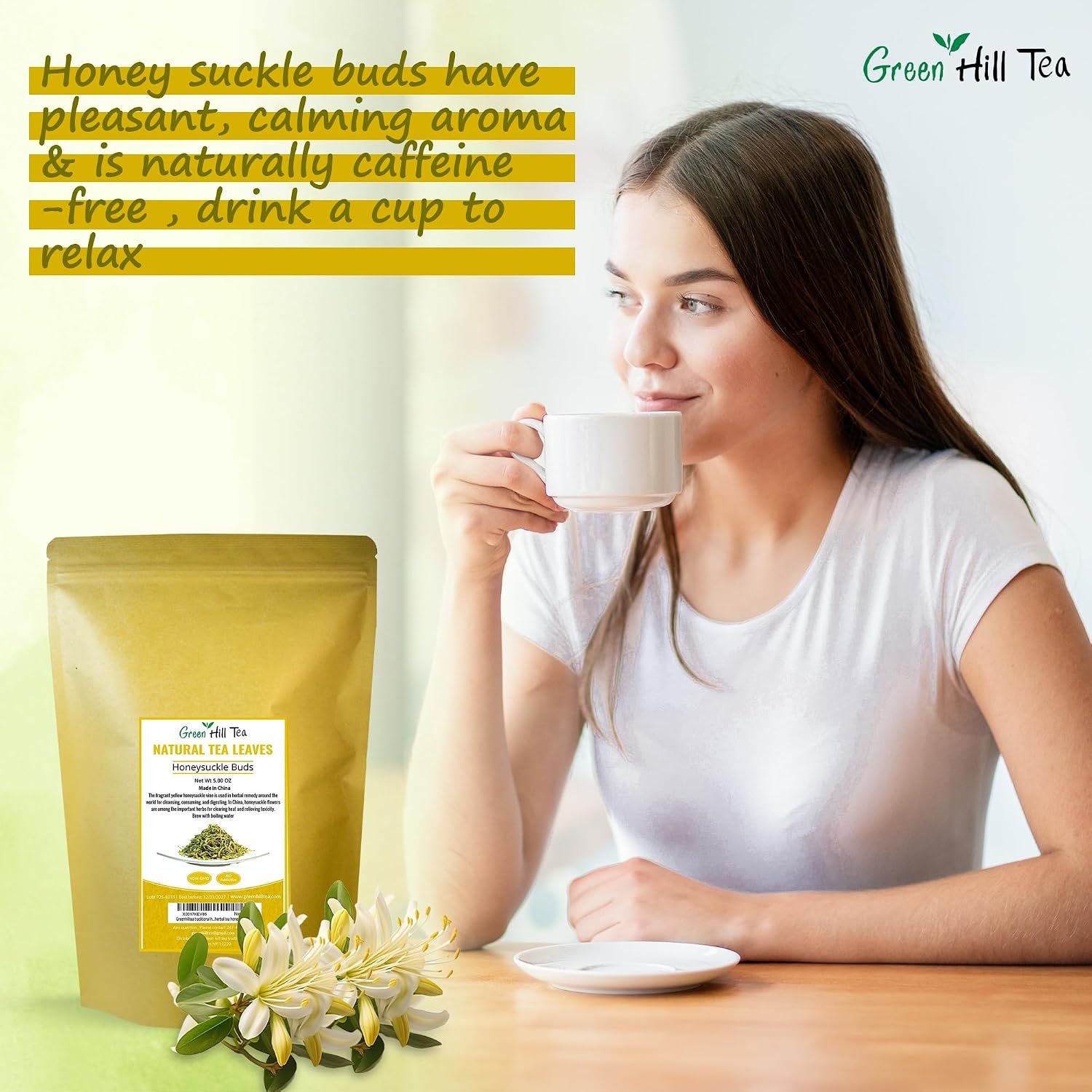 Green Hill Tea Osmanthus Flower Dried – Premium– Fragrant Osmanthus Dried Flowers -Loose Leaf Tea – 100% Pure, Natural, Non-GMO – Great for Brewing, Baking & Infusions 4 OZ