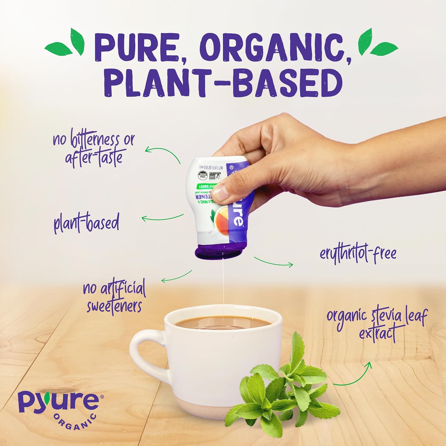 Pyure Liquid Stevia Extract | Zero Calorie Sugar-Free Sweetener, 1.8 Oz | Organic liquid stevia extract for coffee, tea, drinks, keto, diabetic, vegan, zero calorie, sugar-free, and low carb diets