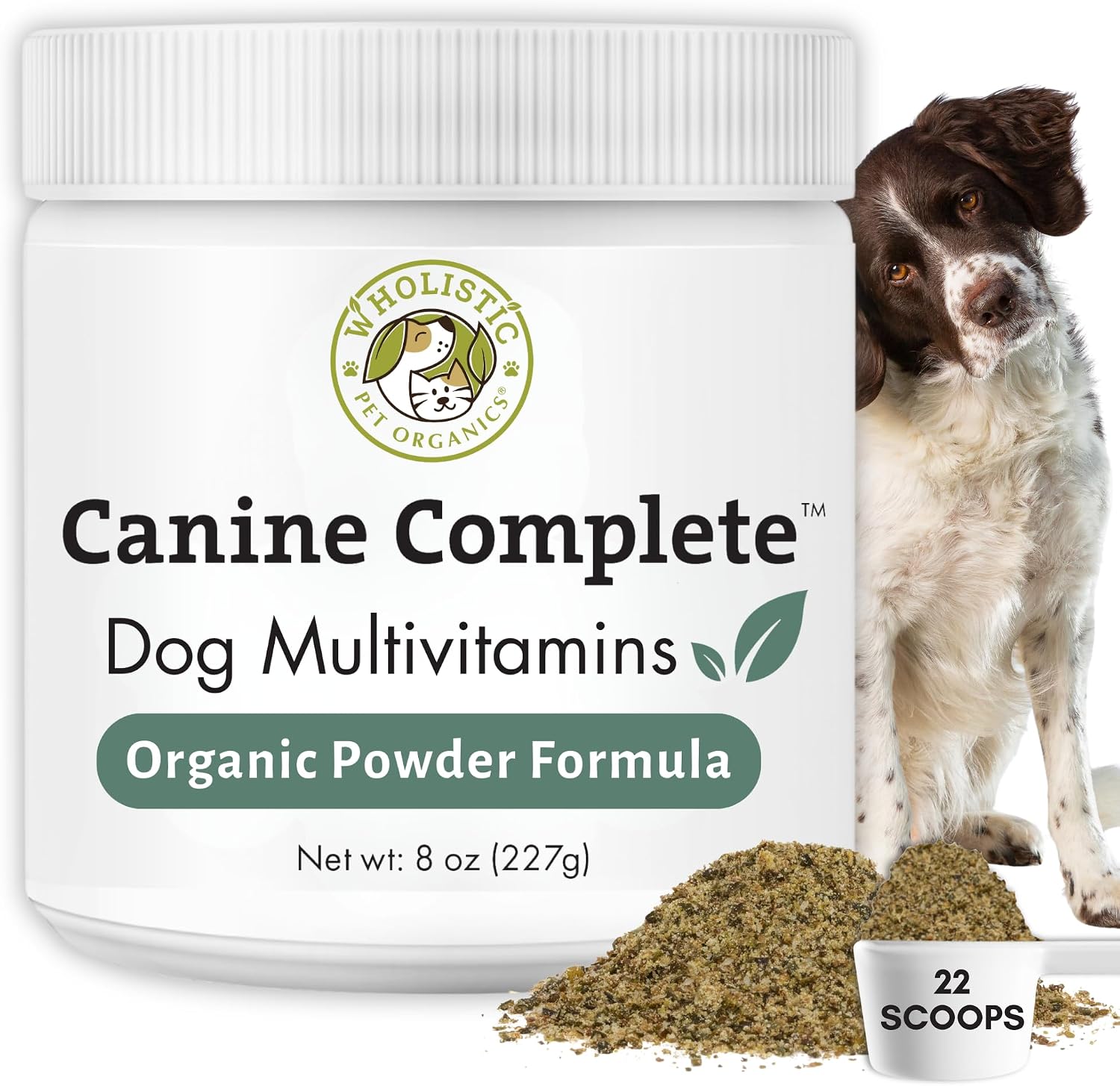 Organic Dog Vitamins | 1 Lb | 45 Scoops | Daily Dog Multivitamin with Prebiotics, Probiotics for Immune Support, Skin Coat, Digestion, & Joint Health | Canine Complete