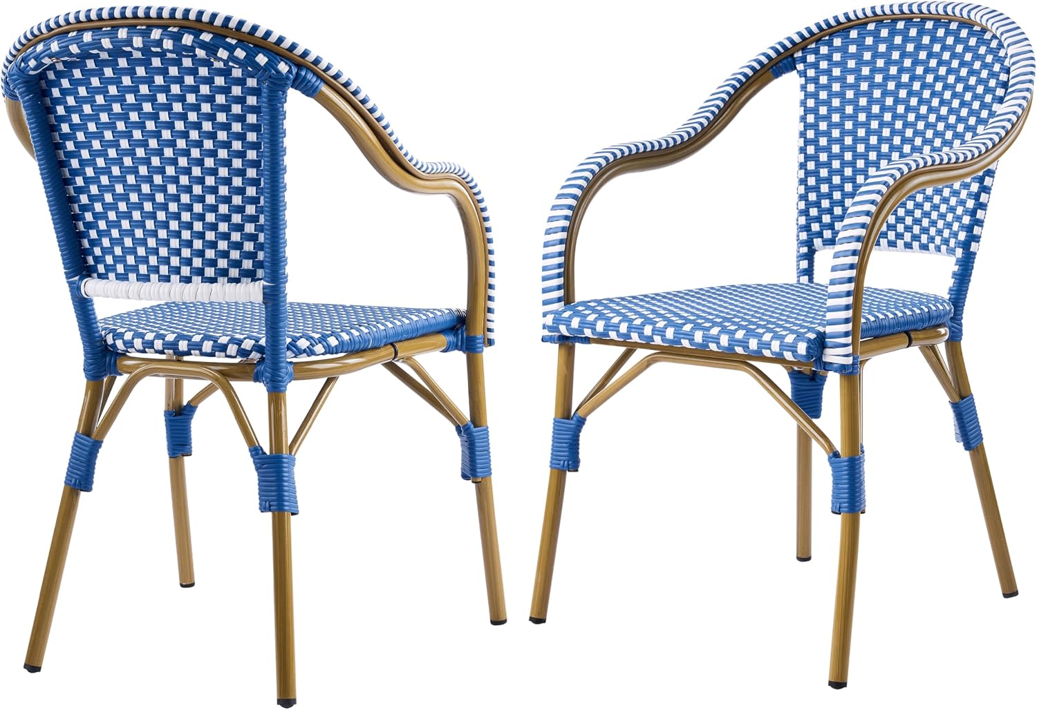 Christopher Knight Home Gwendolyn Outdoor French Bistro Chairs (Set of 4), Black + White + Bamboo Print Finish