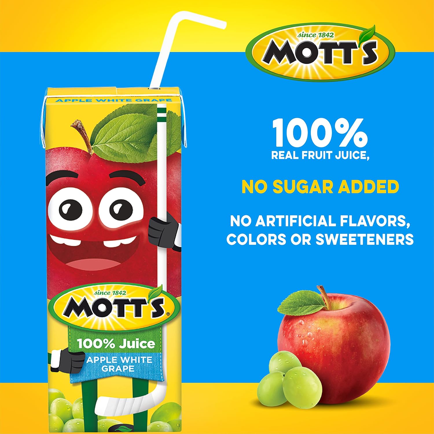 Mott's 100% Original Apple Juice, 6.75 Fl Oz Boxes, 32 Count (4 Packs Of 8), 2 Servings Of Fruit, 100% Fruit Juice, Gluten-free, Caffeine-free, Kosher, Contains No Artificial Colors Or Sweeteners