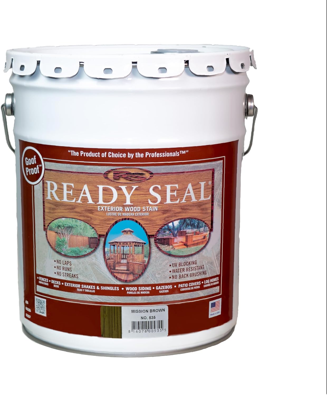 Ready Seal 7966104 5 gal Pail Exterior Wood Stain & Sealer, Light Oak