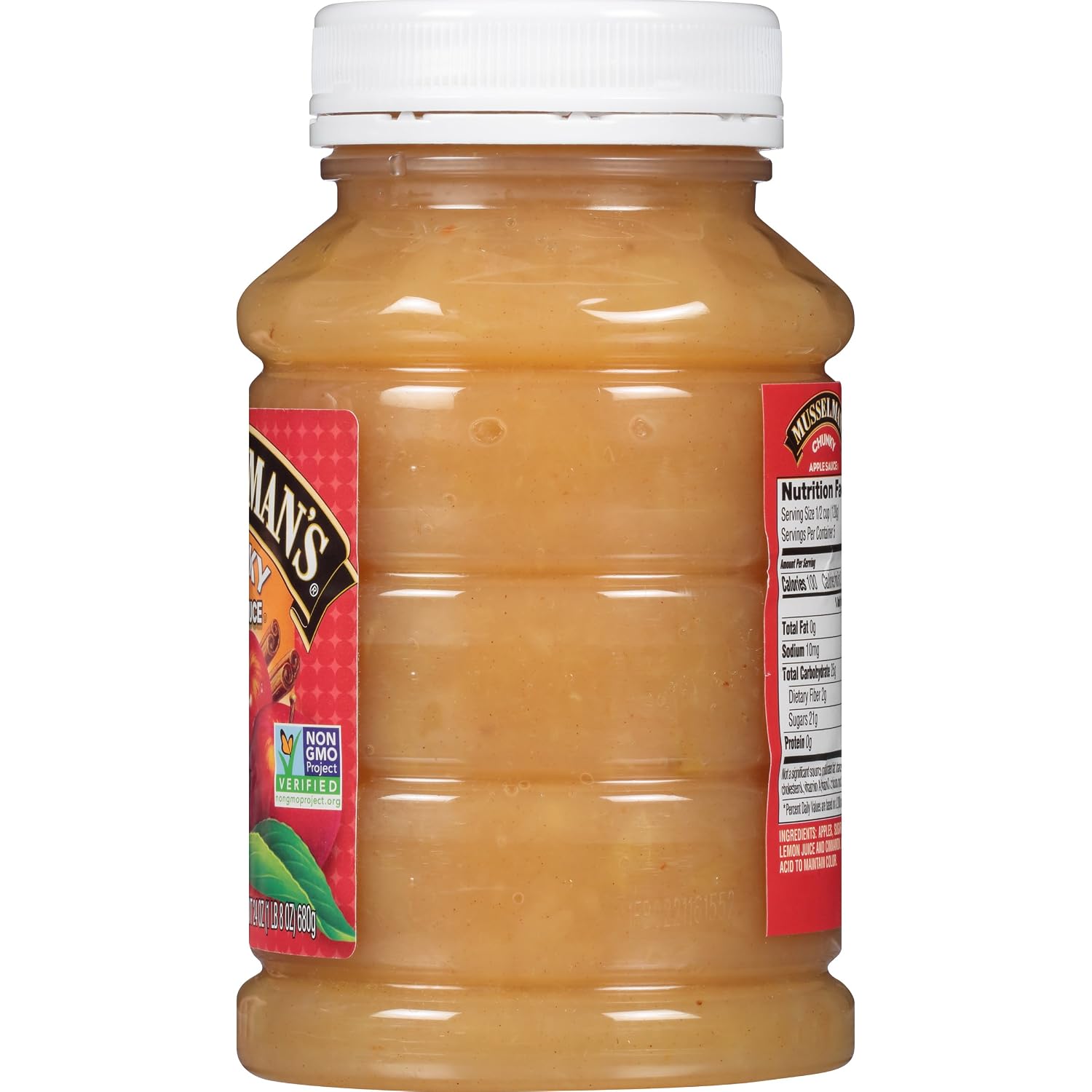 Musselman's Home Style Chunky Apple Sauce - low calorie, gluten free snack, low sodium, kosher, fat-free, no cholesterol, no high fructuse corn syrup, from 100% fresh American Grown Apples. (24oz x 12)