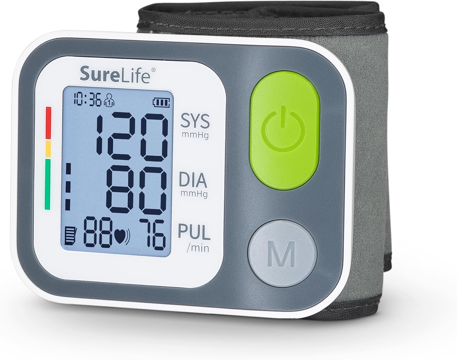 SureLife Premium Wrist Blood Pressure Monitor | Voice Readout, Irregular Heartbeat Alerts, Color-Coded Backlit LCD Screen, Fully Automatic