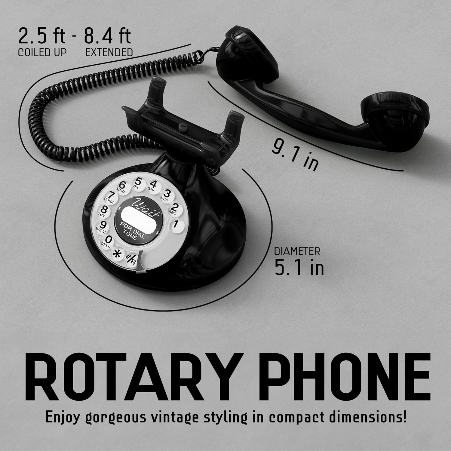 Opis FunkyFon Cable: A Vintage Landline Telephone, The Retro Phone Green for Home, and Old Fashioned Telephones in red