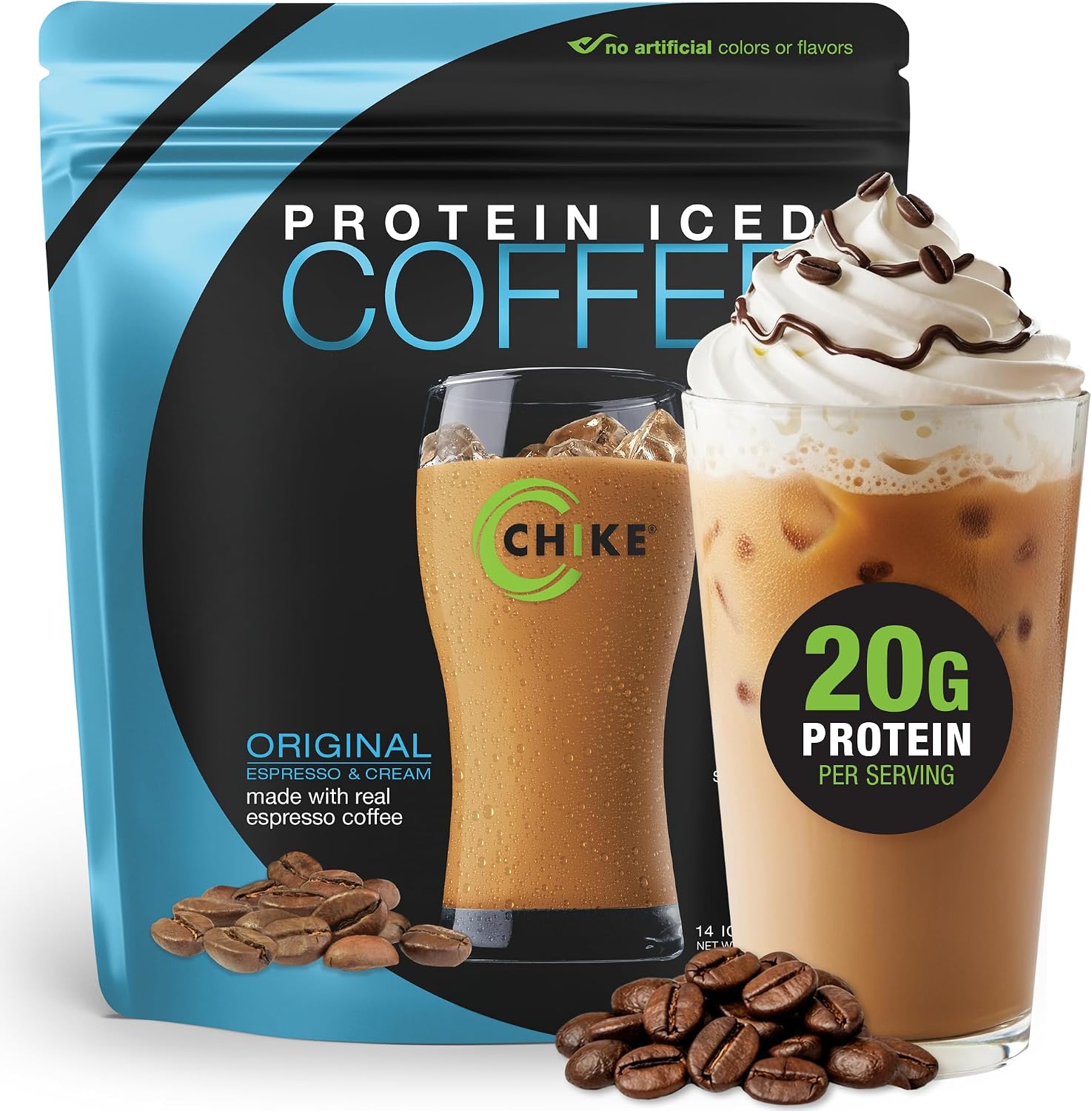 Chike Mocha High Protein Iced Coffee, 20 G Protein, 2 Shots Espresso, 1 G Sugar, Keto Friendly and Gluten Free, 14 Servings (15.3 Ounce)