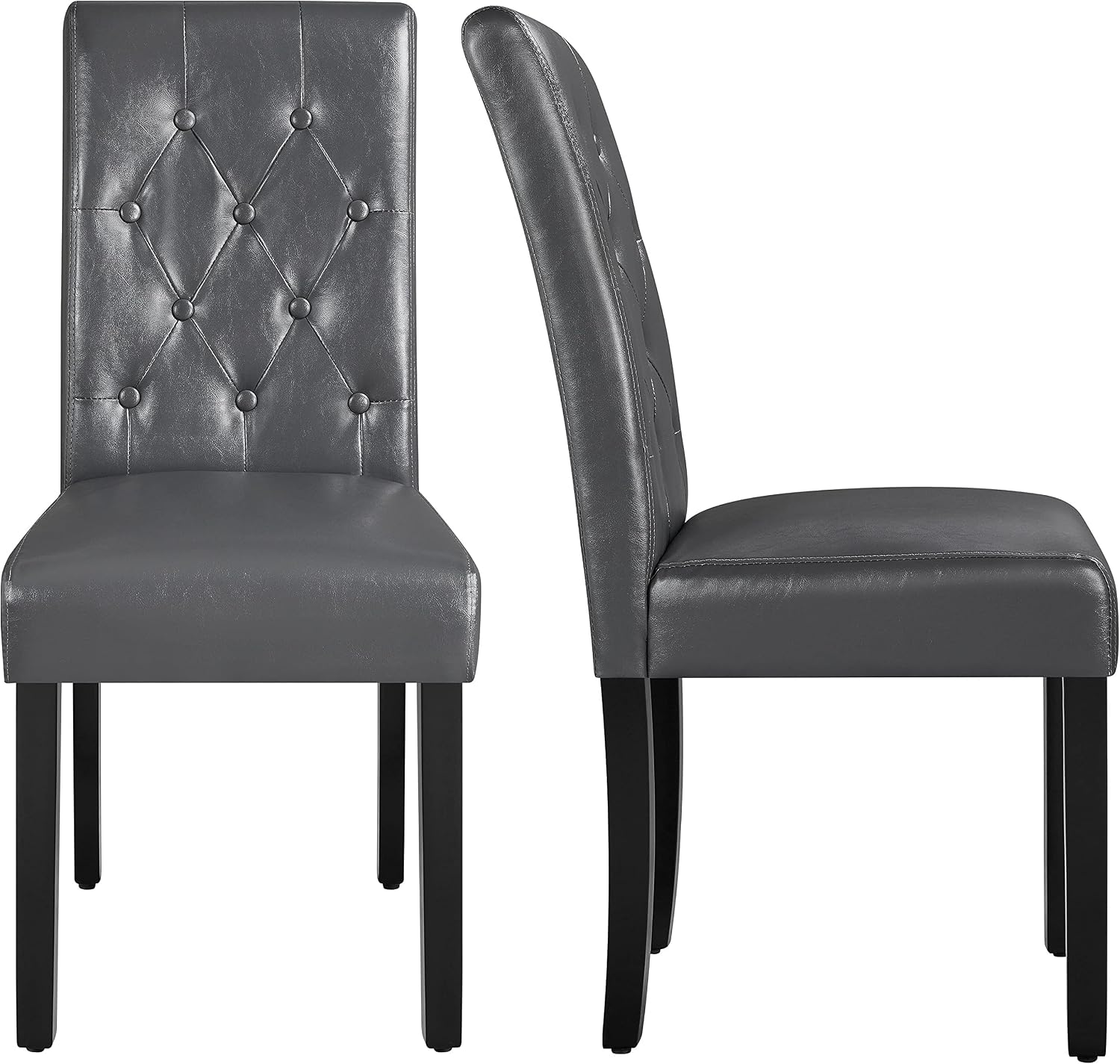 Yaheetech Dining Chairs Set of 2 Button Tufted Kitchen Chairs Brown