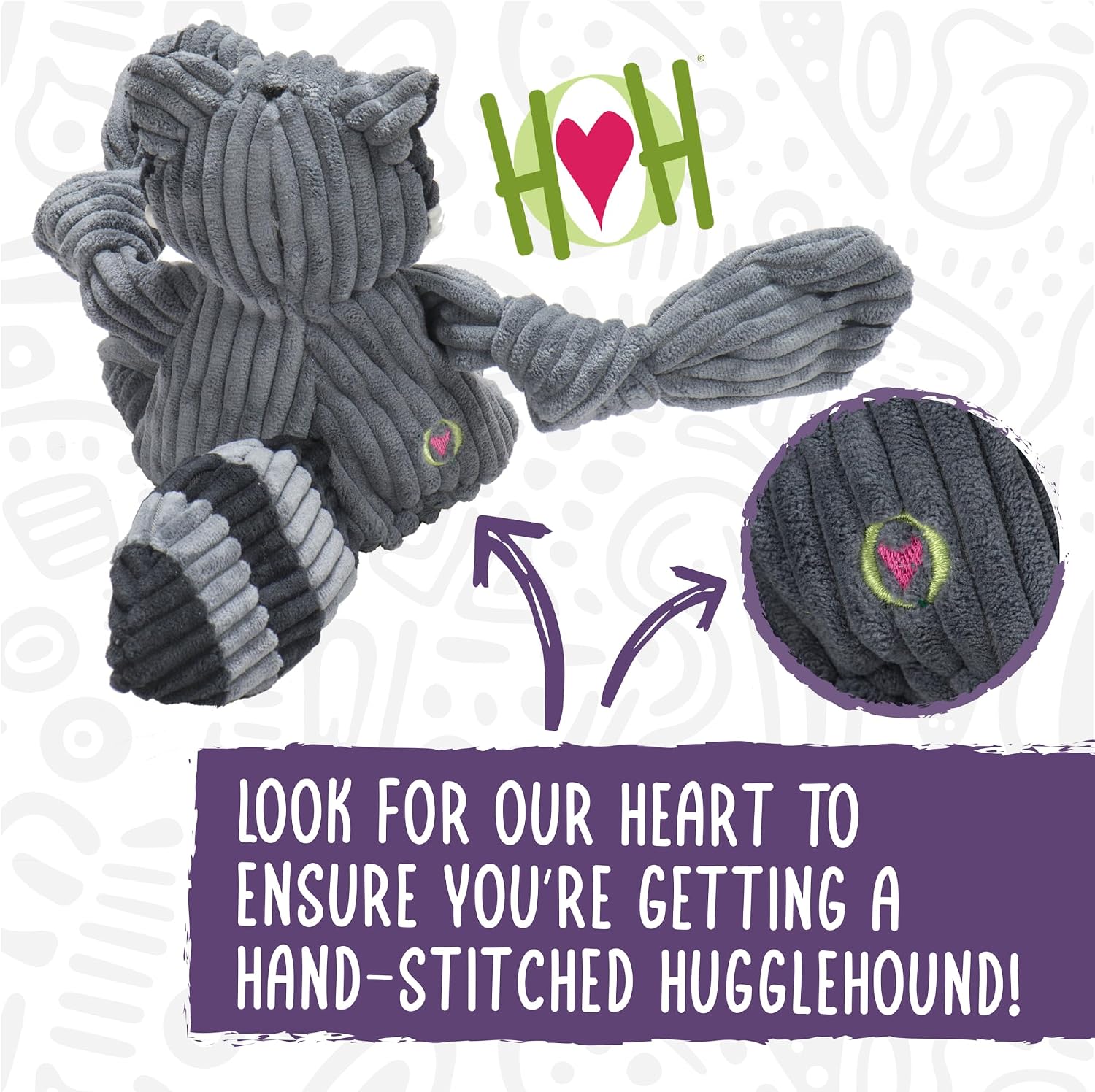 HuggleHounds Knottie Plush Dog Toy - Dog Stuffed Animal Toy, Squeaky Puppy Toys, for Small, Medium & Large Dogs, Durable Plush to Keep Them Busy - Ms Maddie Sock Monkey, Large