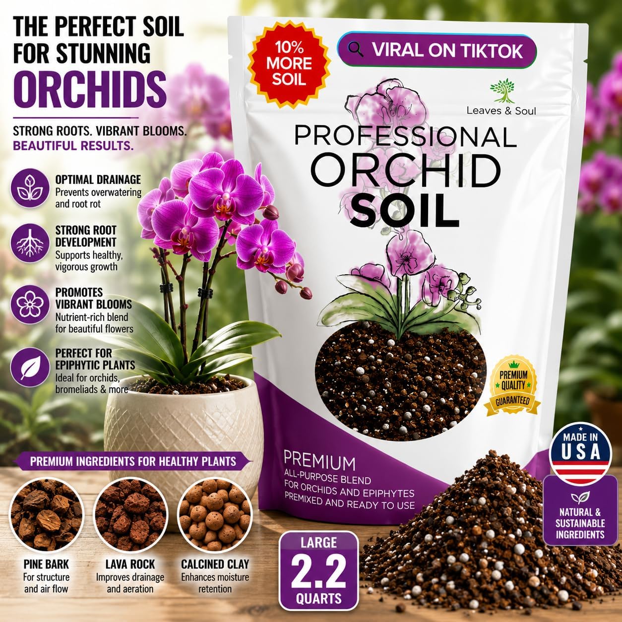 Professional Bonsai Soil Mix Ready to Use | Large 2.2 Quarts, Premium Potting Soil for Bonsai Trees
