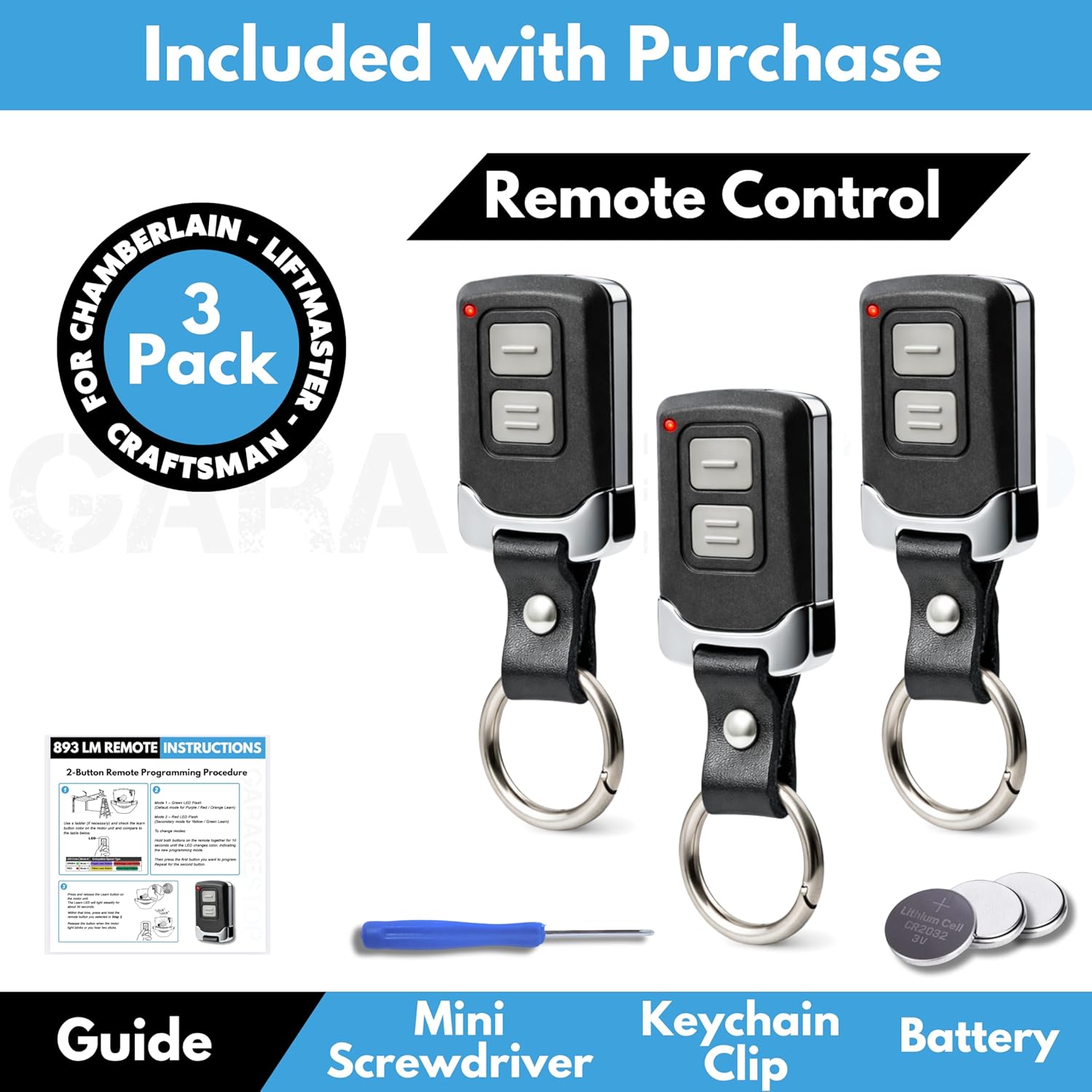 2X for LiftMaster Chamberlain Craftsman Universal Garage Door Opener Remote