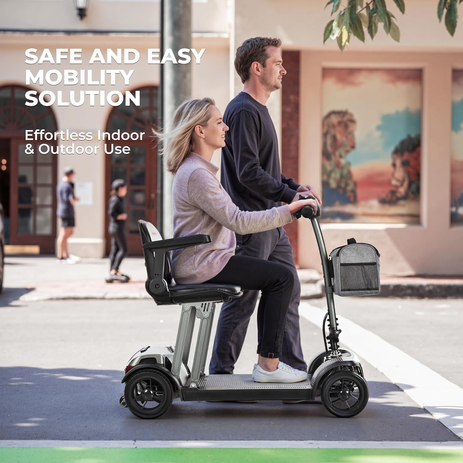 Metro Mobility 4 Wheel Foldable Mobility Scooter for Adults - 300 lbs Capacity Electric Mobility Scooters for Seniors - Long Range Power Extended