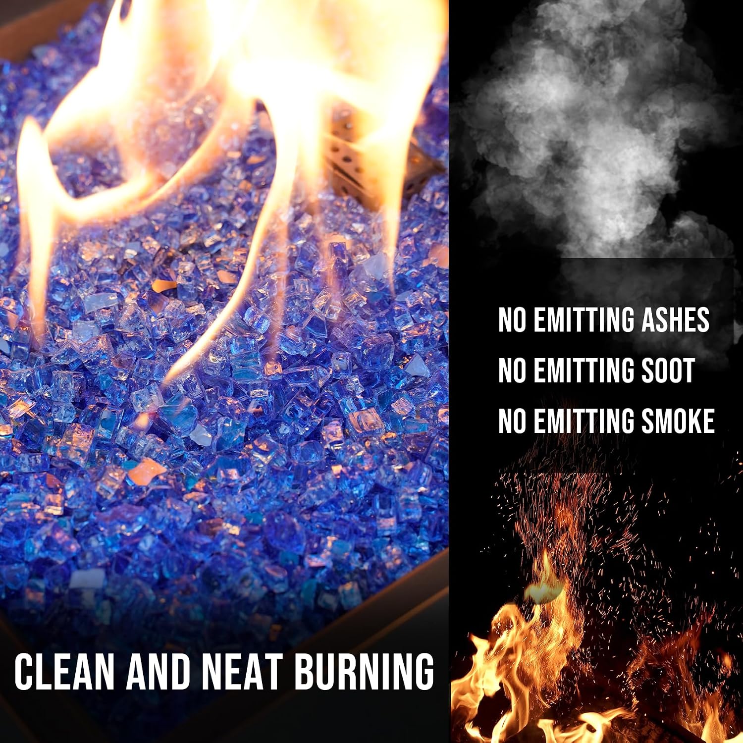 Skyflame 1/4" Pacific Blue Regular Fire Glass for Fire Pit Fireplace