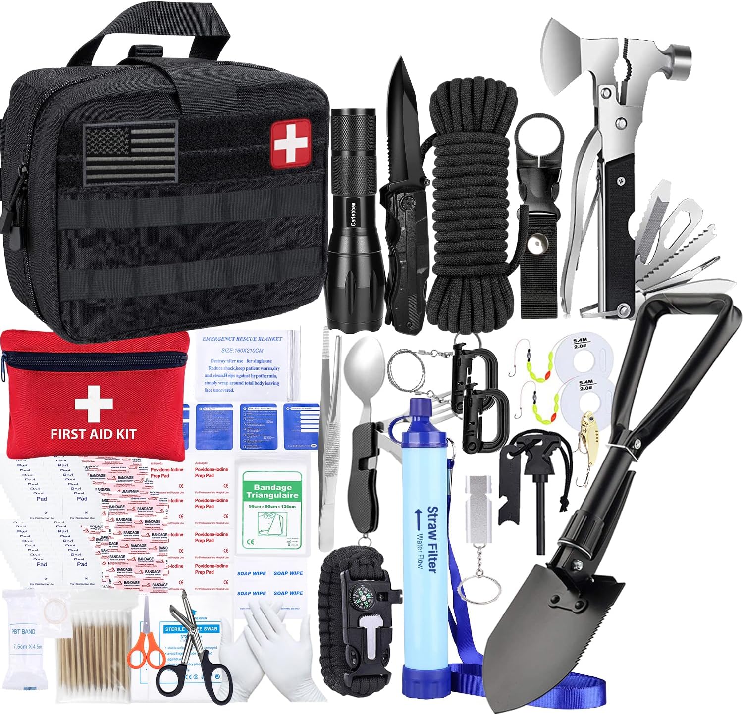 Survival Kit Camping kit First Aid Kit Emergency Bugout Bag Gifts for Men Tactical Gear Accessories Molle Attachments Military
