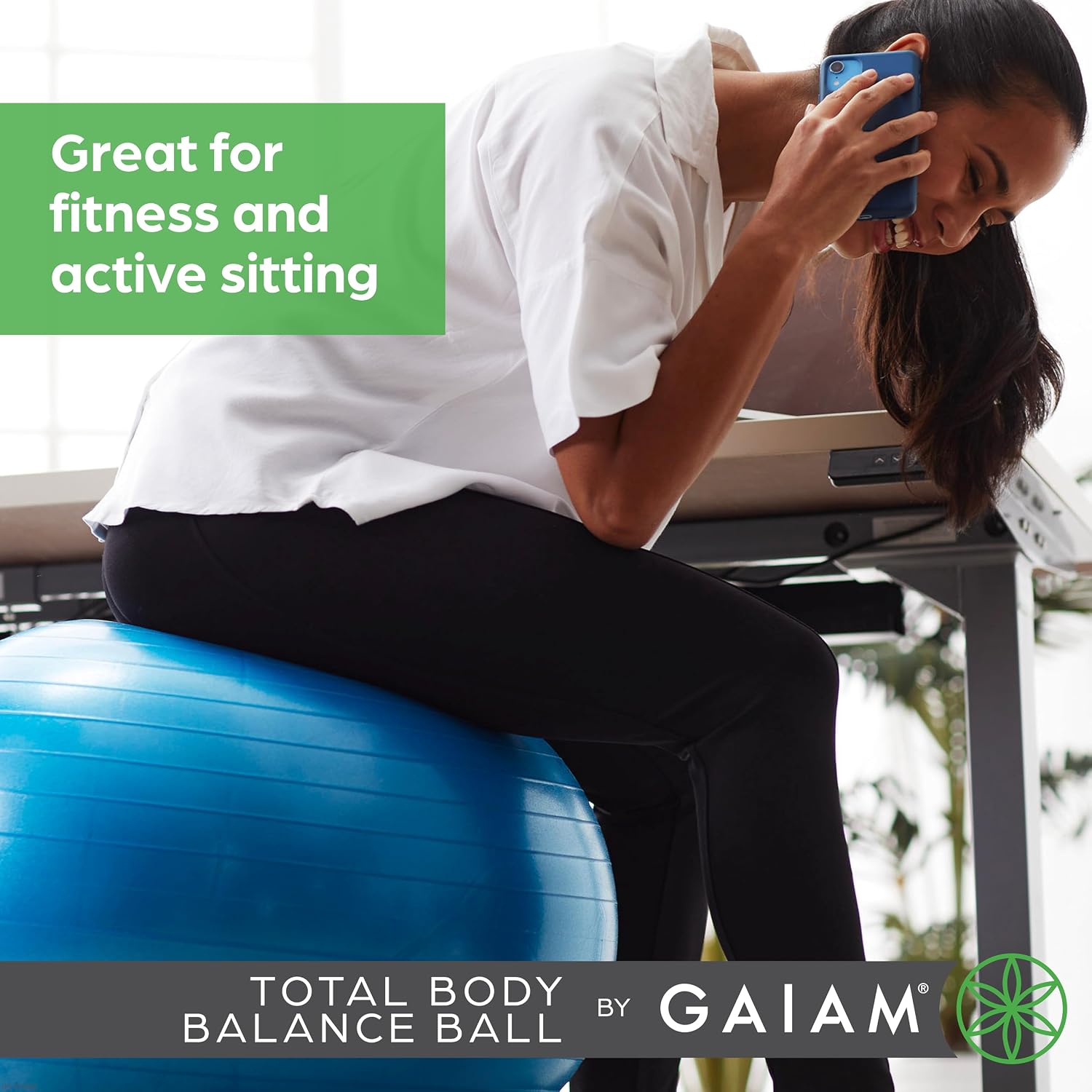 Gaiam Balance Ball Kit, Anti-Burst Stability Ball with Pump | 55cm Anti-Burst Ball | Textured Grip Surface | Air Pump Included | Core & Stability Training | Home Use