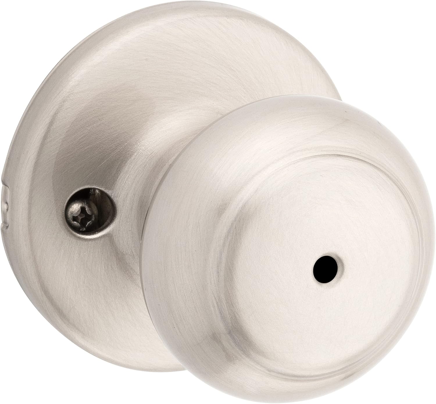 Kwikset Cove Interior Privacy Door Knob with Lock, Door Handle For Bathroom and Bedroom, Satin Nickel Keyless Turn Lock Doorknob, with Microban Protection