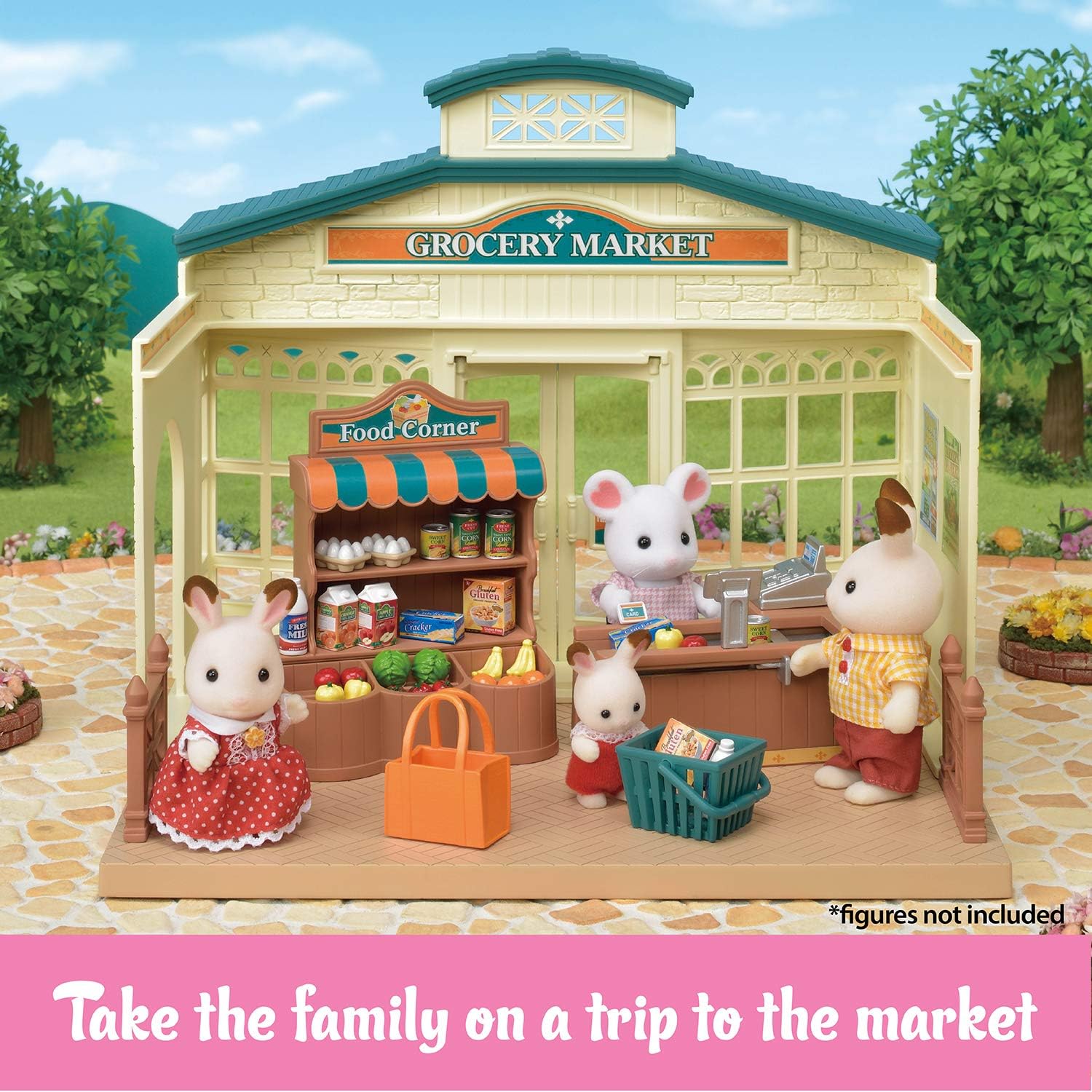 Calico Critters - Grocery Market - Town Collection - Kids Pretend Play Toy | Stock shelves, fill baskets