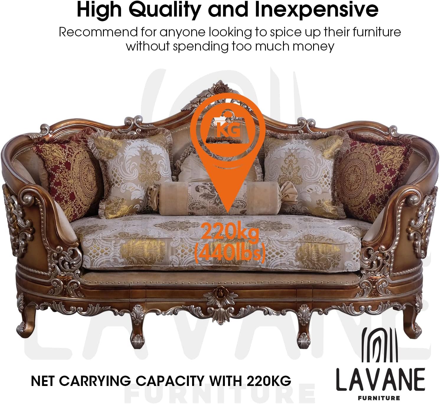 La Vane 6 inch / 15cm Wooden Furniture Legs, Set of 4 European Style Solid Wood Carving Furniture Replacement Feet Decoration for Sofa Cabinet Wardrobe Table Loveseat