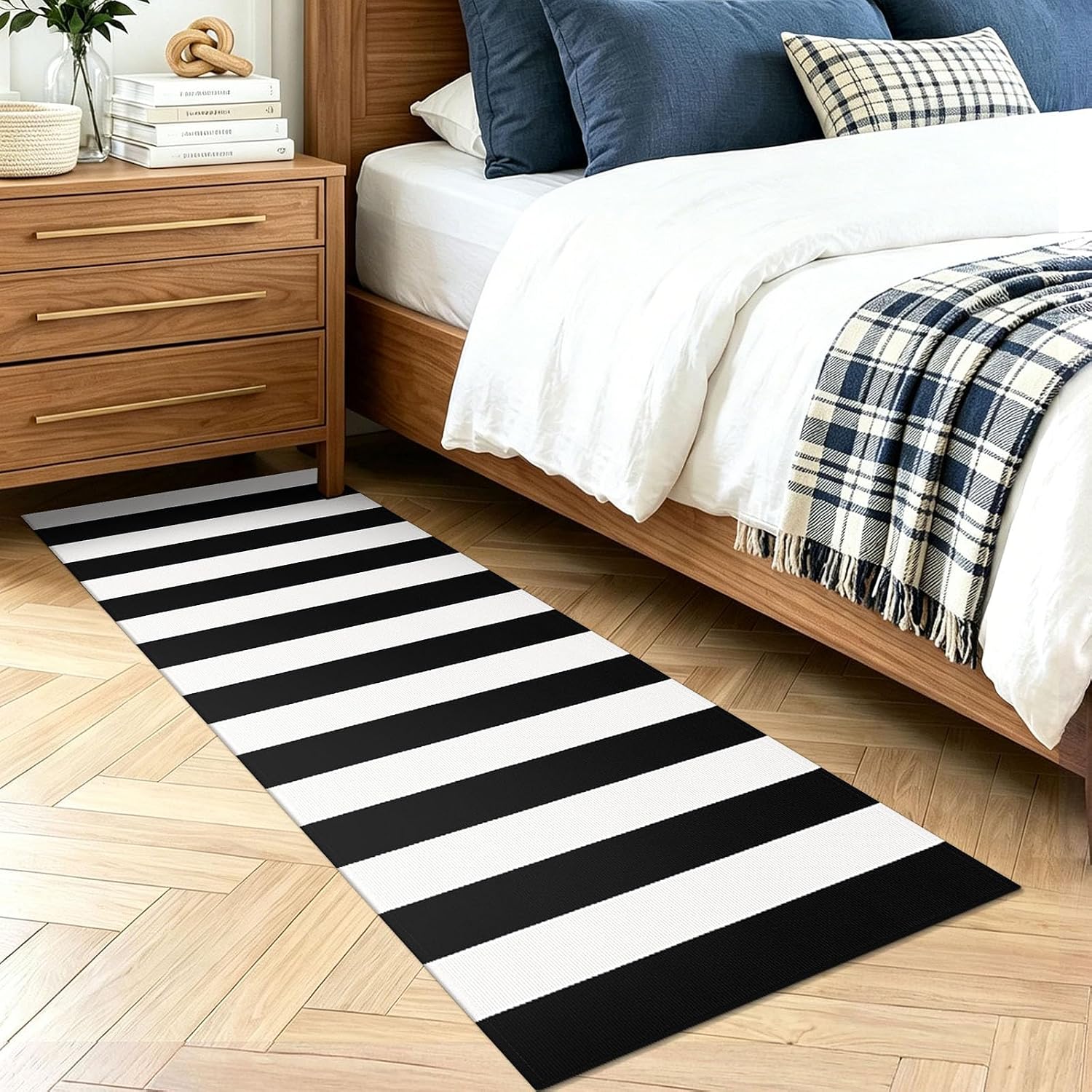 KOZYFLY Black and White Area Rug 3x5 Ft Washable