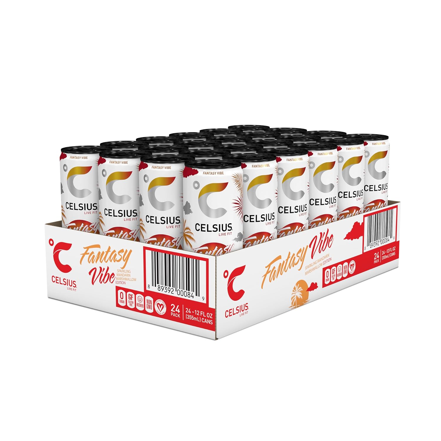 CELSIUS Sparkling Orange, Sugar Free Energy Drink, 12 Fl Oz (Pack of 4)